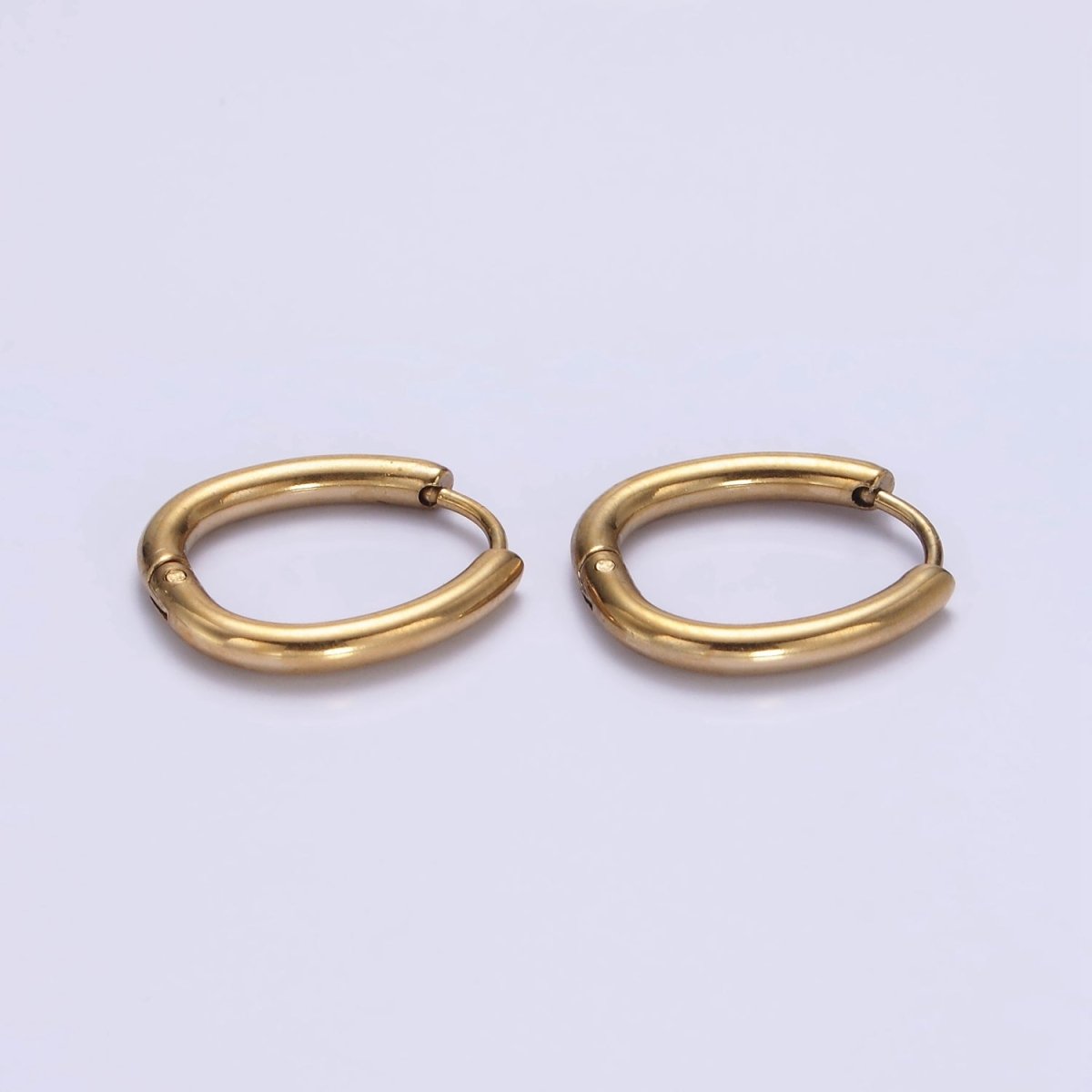 Stainless Steel 17.5mm Oblong Minimalist Huggie Hoop Earrings | AE742