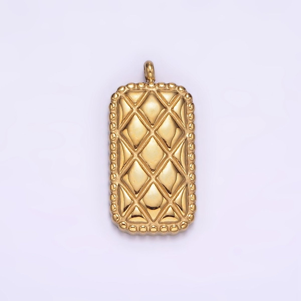 Stainless Steel 18.3mm Quilted Rectangular Bar Charm | P1241