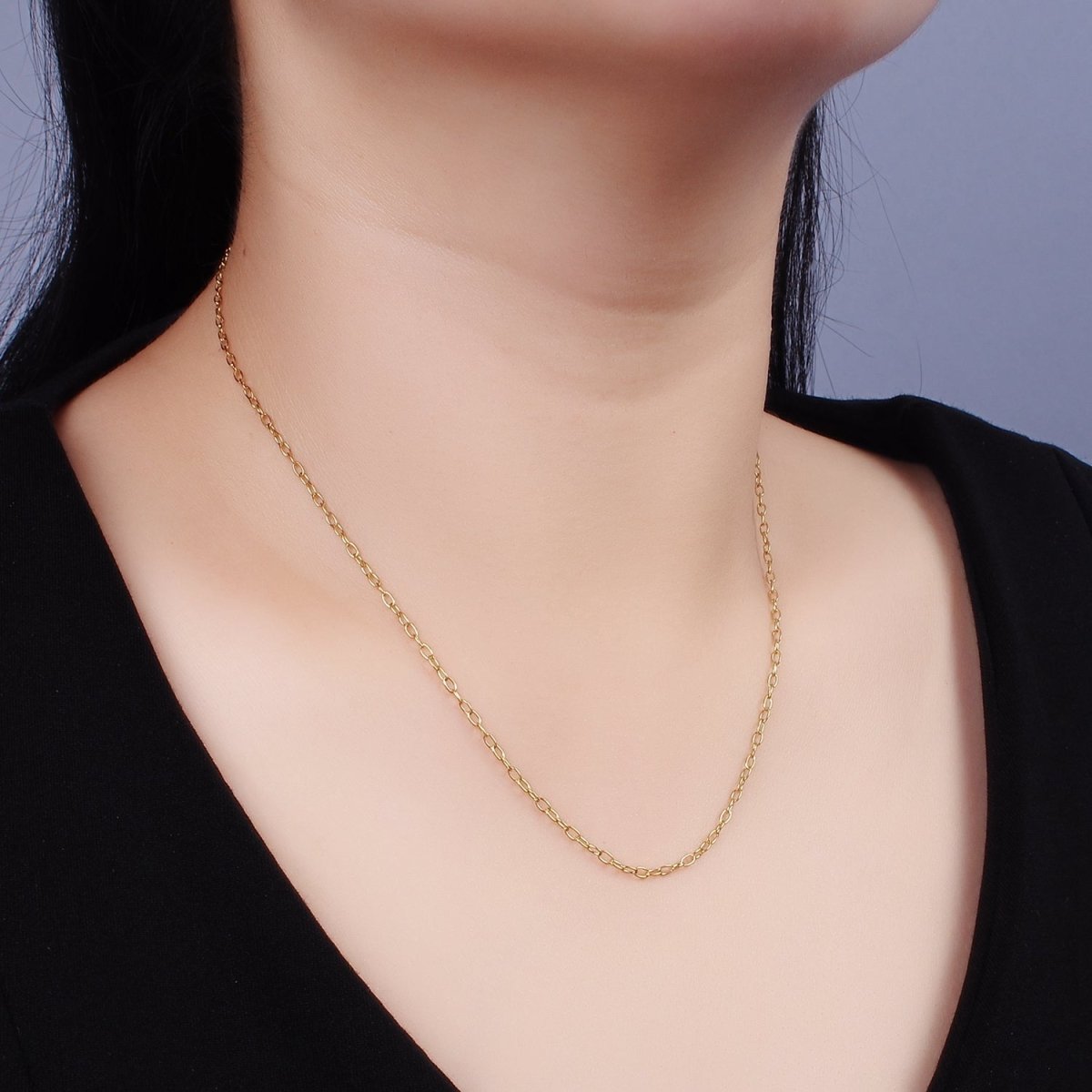 Stainless Steel 1.8mm Cable Minimalist 17.7 Inch Necklace | WA-2365