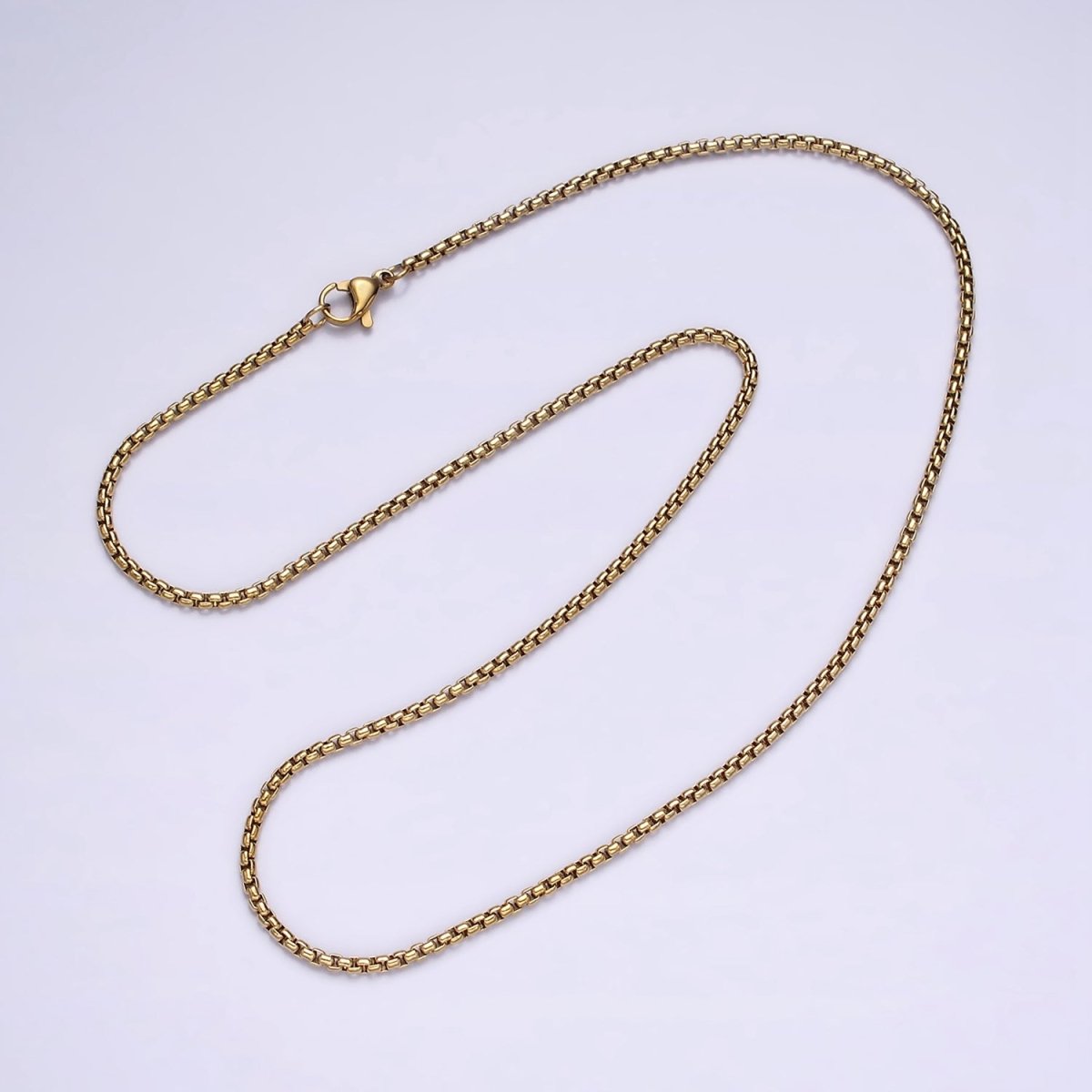 Stainless Steel 1.8mm Dainty Box Chain 17.72 Layering Chain Necklace | WA-1992 Clearance Pricing
