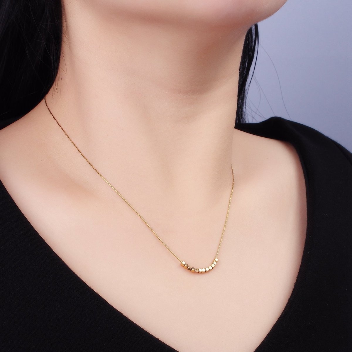 Stainless Steel 1.8mm Multiple Square Bead 16 Inch Wheat Choker Necklace | WA-2411
