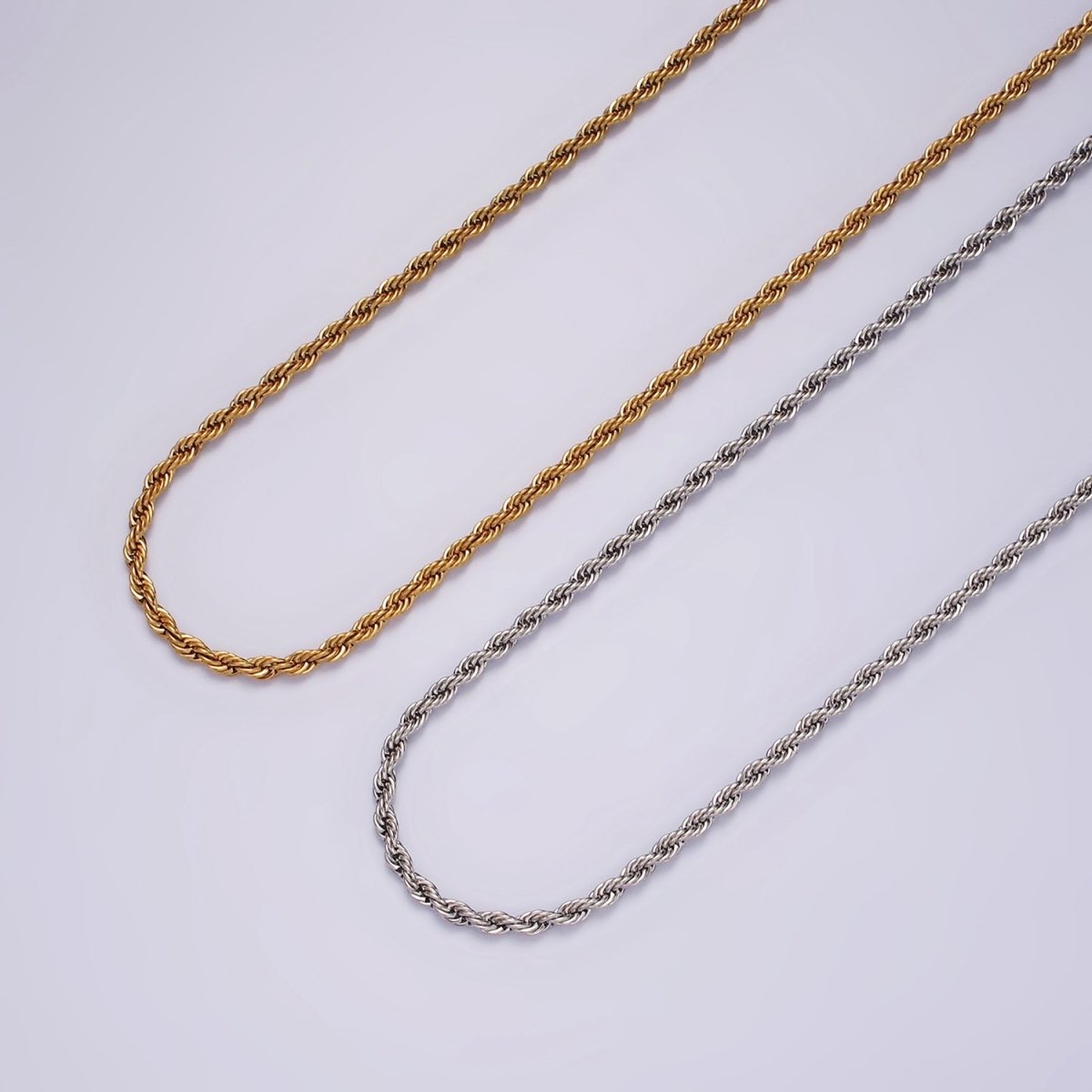 Stainless Steel 1.8mm Rope Chain 18 Inches Necklace in Gold & Silver | WA-2338 WA-2339