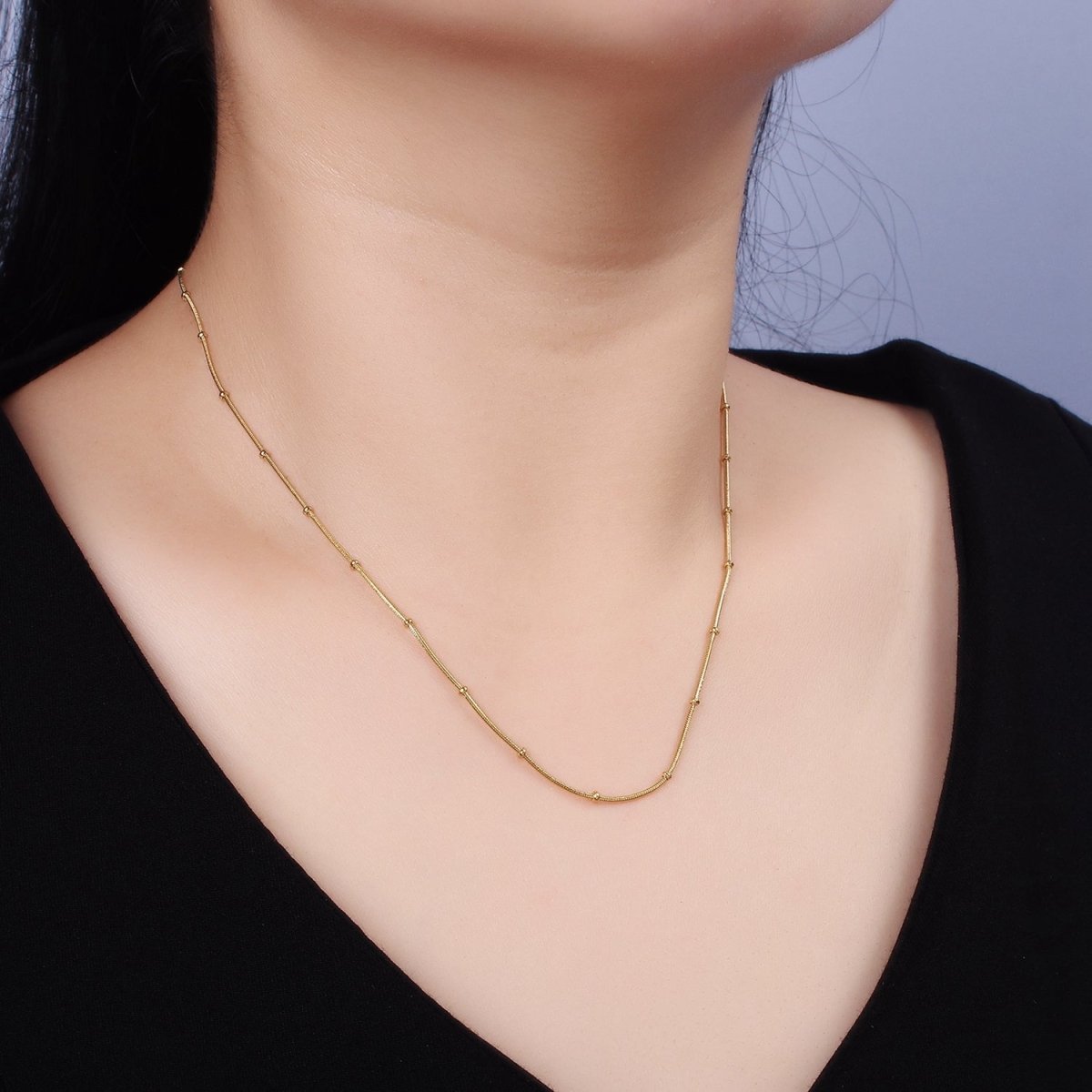 Stainless Steel 1.8mm Satellite Snake 18 Inch Layering Chain Necklace | WA-2006 Clearance Pricing