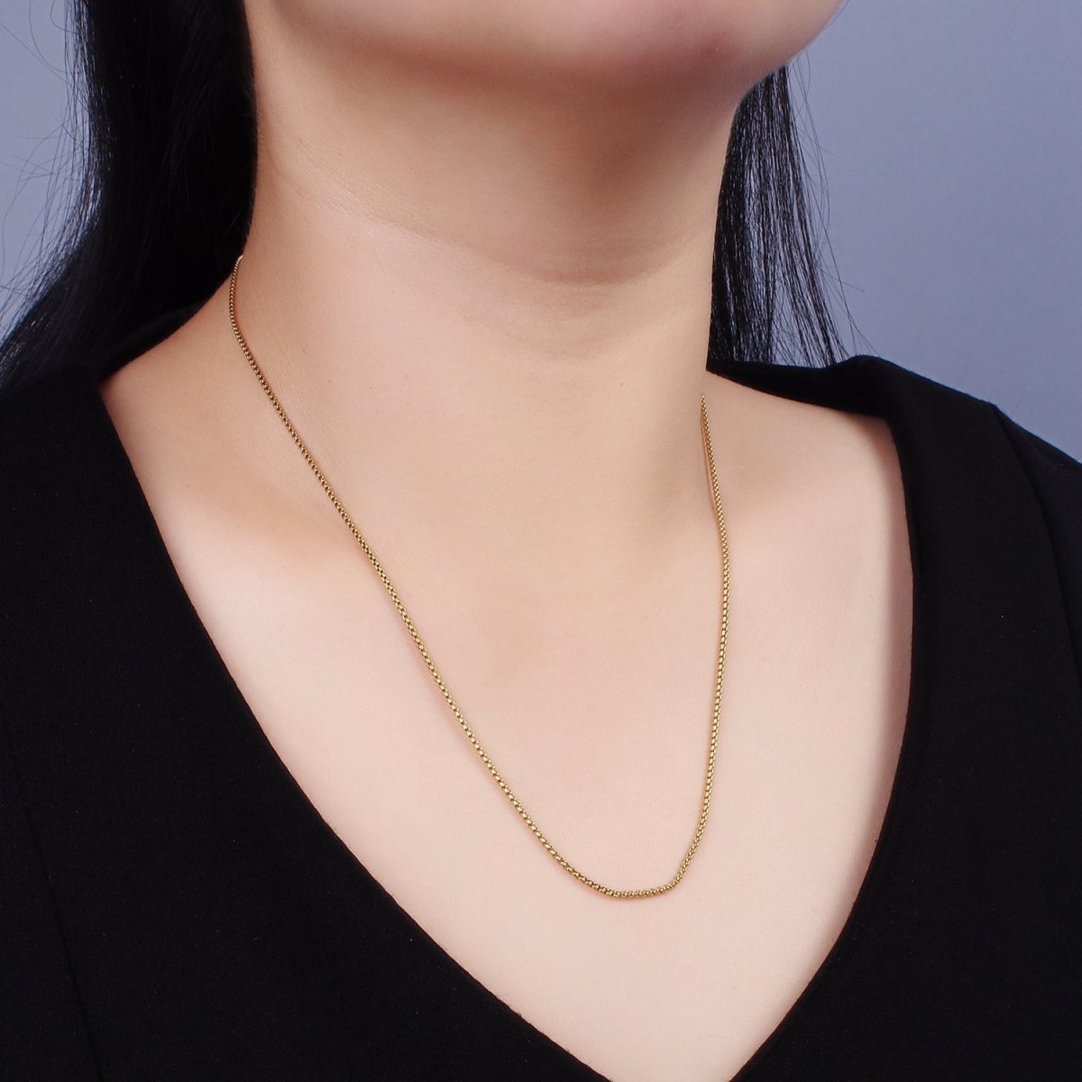 Stainless Steel 1mm Box Chain 20 Inch Necklace | WA-2364