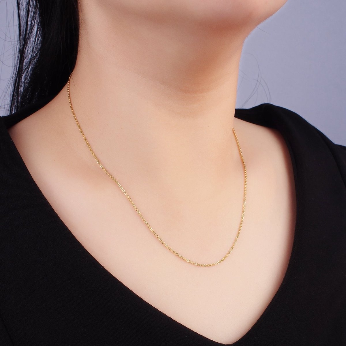 Stainless Steel 1mm Cable 16 Inch Choker Necklace w. Extender | WA-2418