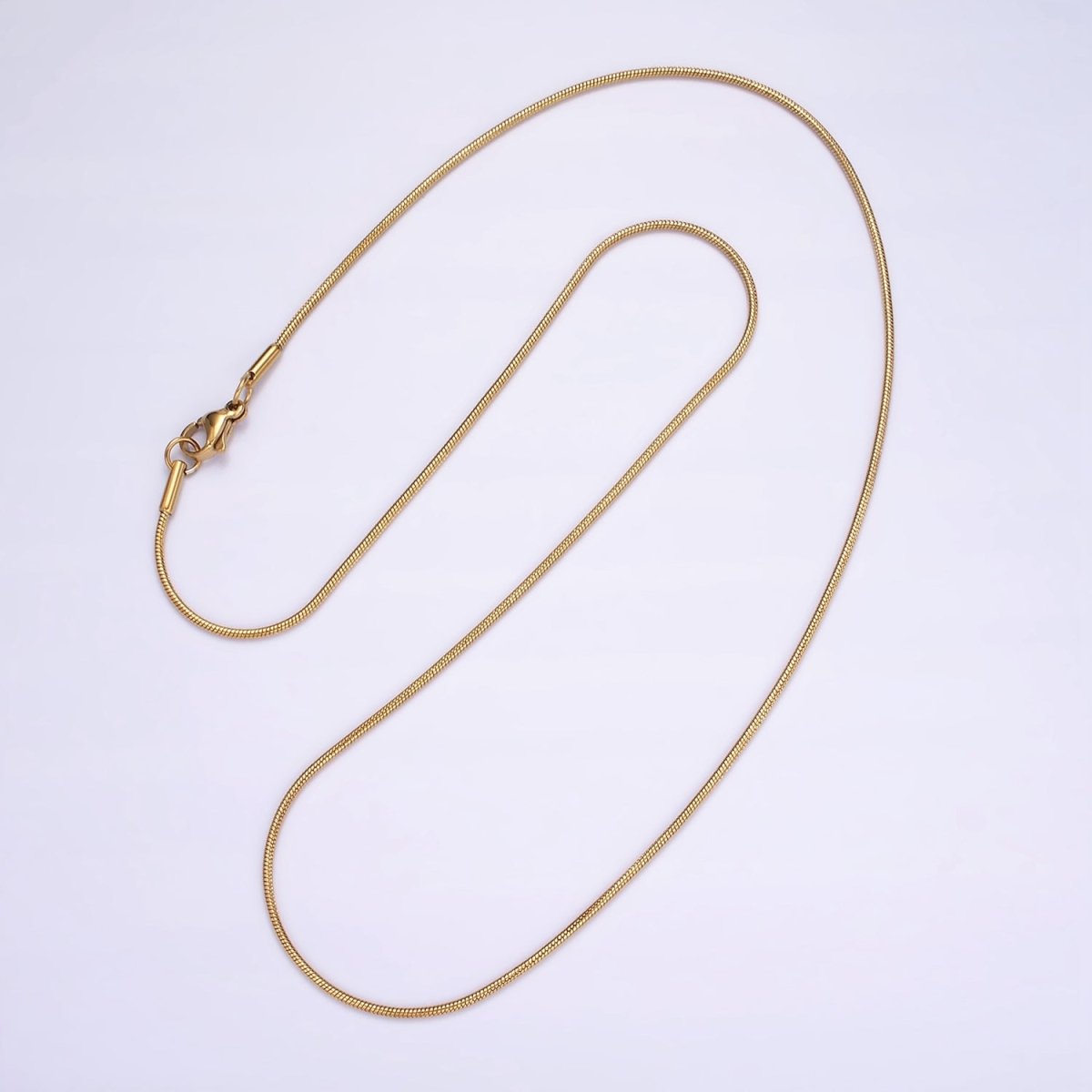Stainless Steel 1mm Dainty Cocoon Snake 20 Inch Layering Chain Necklace | WA-2303 Clearance Pricing