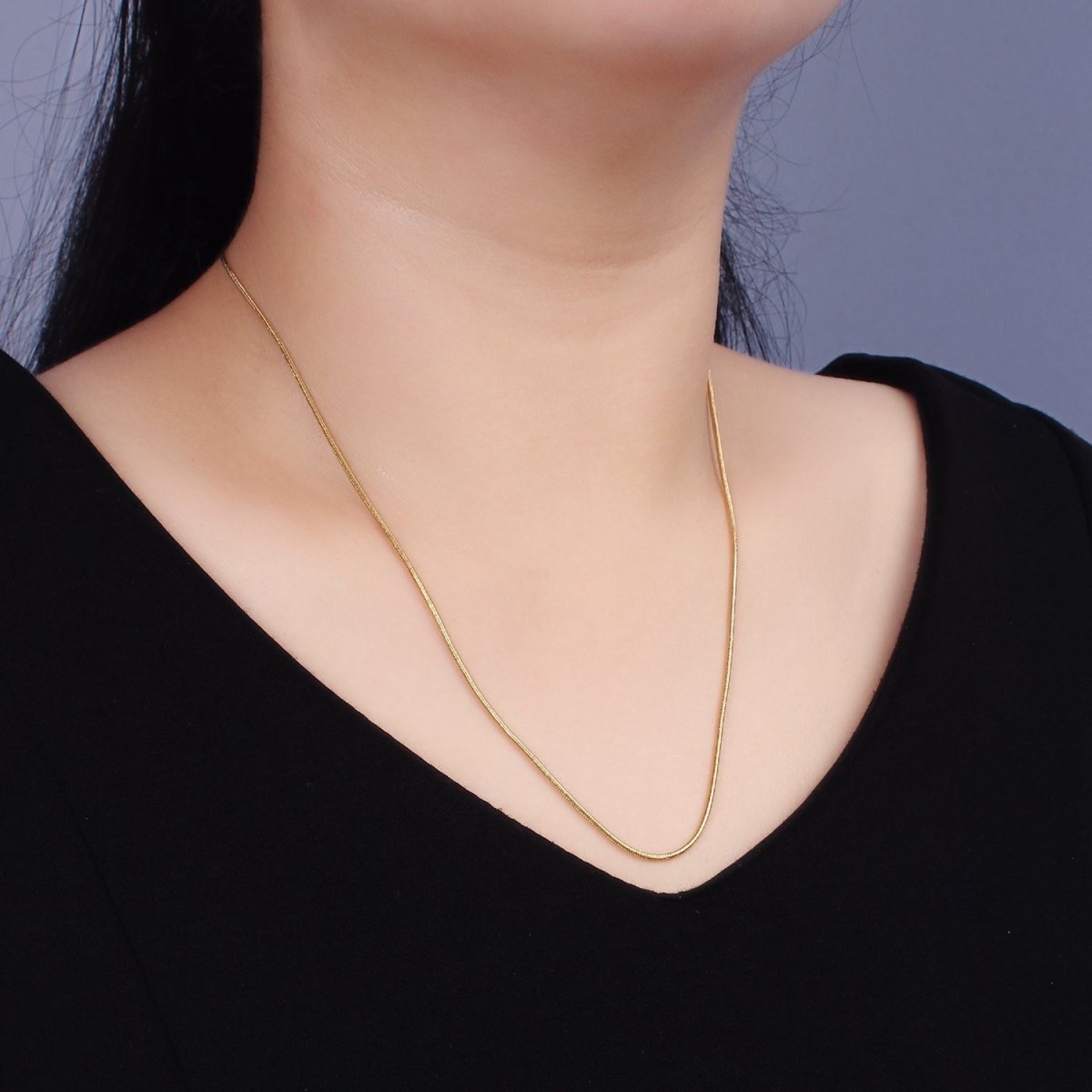 Stainless Steel 1mm Dainty Cocoon Snake 20 Inch Layering Chain Necklace | WA-2303 Clearance Pricing