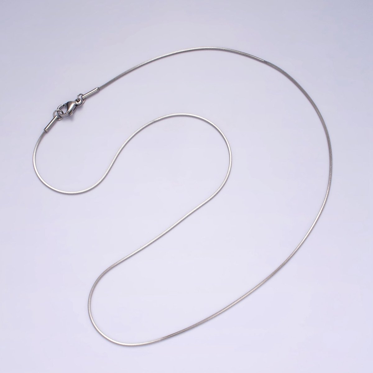 Stainless Steel 1mm Dainty Flat Snake 18 Inch Layering Chain Necklace | WA-2265 Clearance Pricing