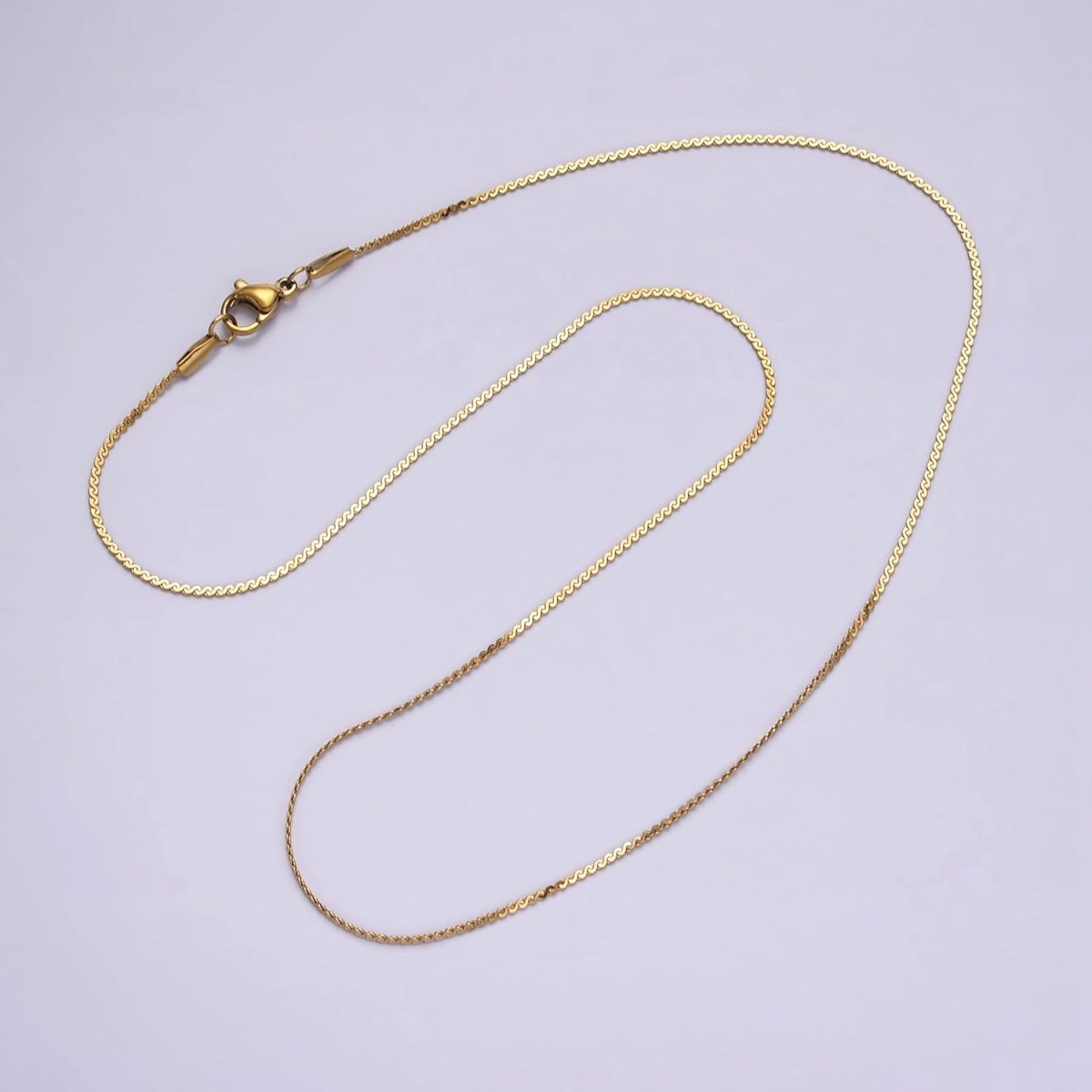 Stainless Steel 1mm Dainty Nugget Serpentine Tinsel 18 Inch Layering Chain Necklace | WA-2022 Clearance Pricing