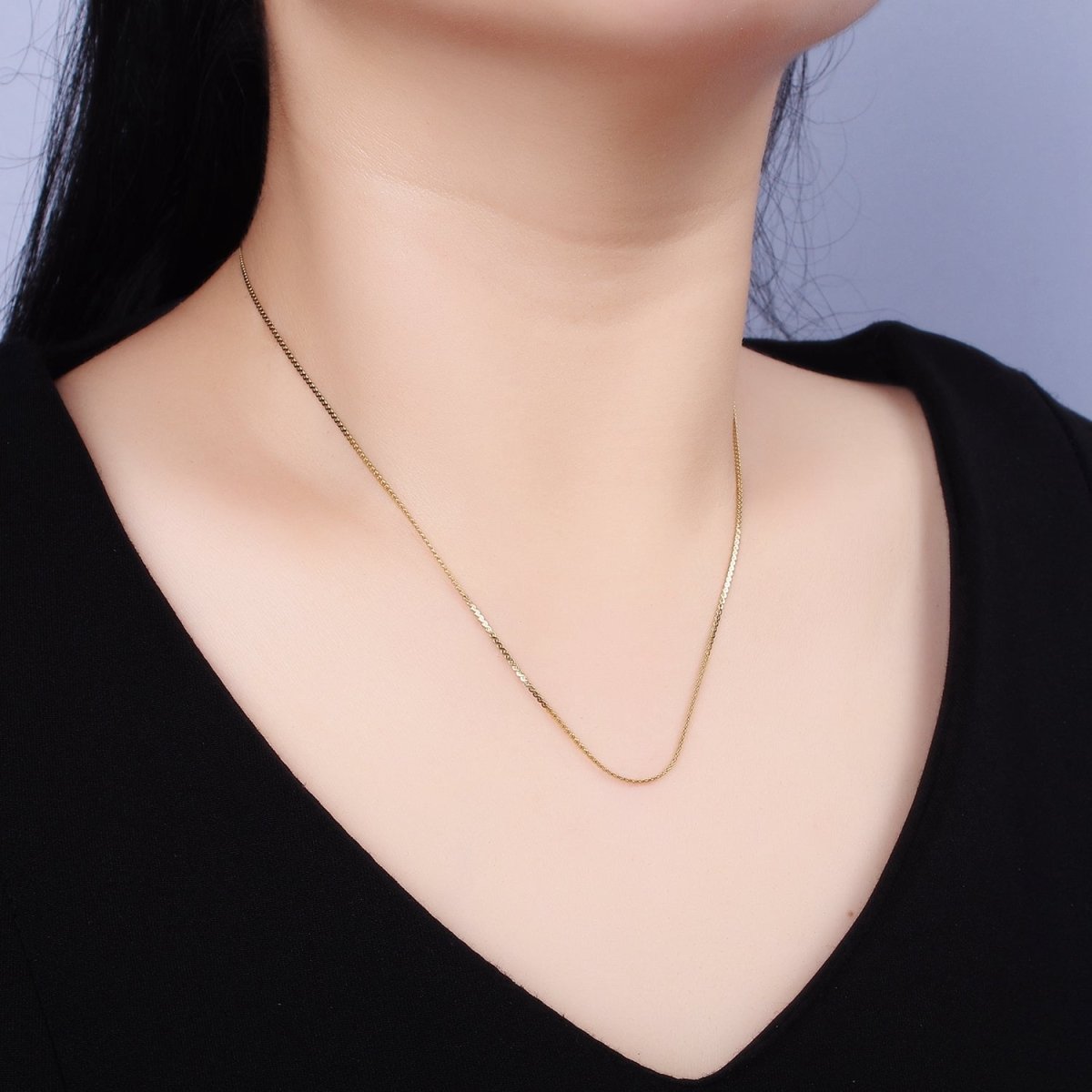Stainless Steel 1mm Dainty Nugget Serpentine Tinsel 18 Inch Layering Chain Necklace | WA-2022 Clearance Pricing