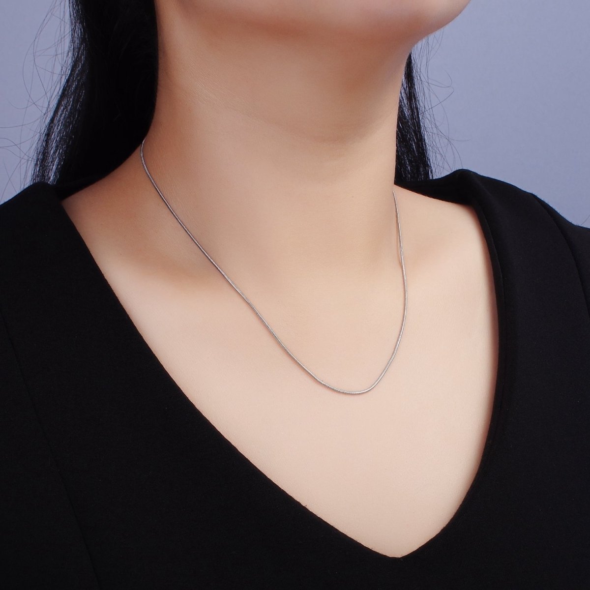 Stainless Steel 1mm Dainty Omega 18 Inch Layering Silver Chain Necklace | WA-2259 Clearance Pricing