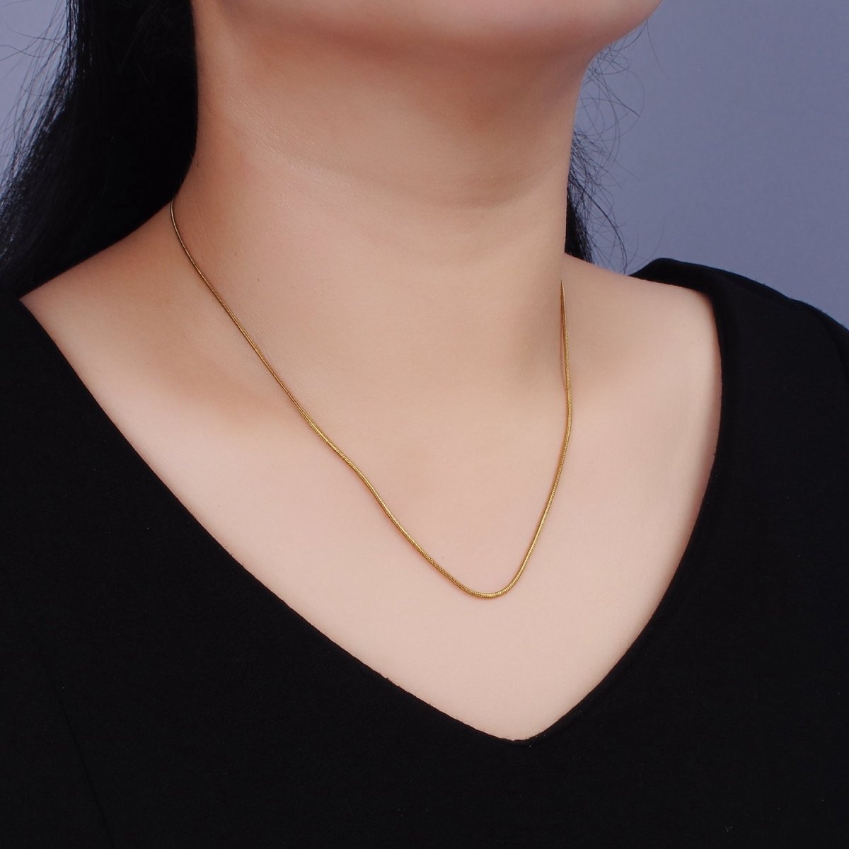 Stainless Steel 1mm Dainty Snake 18 Inch Layering Chain Necklace | WA-2302 Clearance Pricing