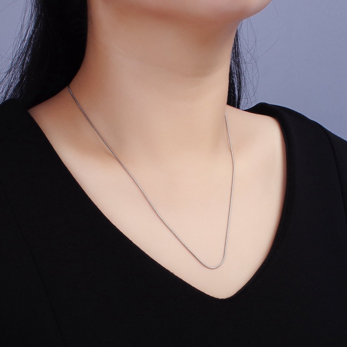Stainless Steel 1mm Dainty Snake Cocoon 20 Inch Chain Layering Necklace | WA-2260 Clearance Pricing