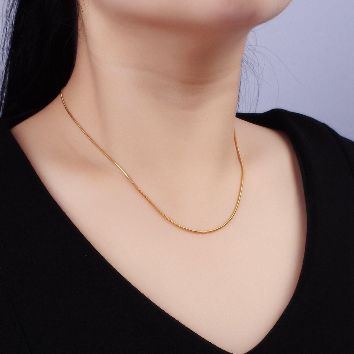 Stainless Steel 1mm Snake Chain 18.5 Inch Slider Needle Necklace | WA-2425