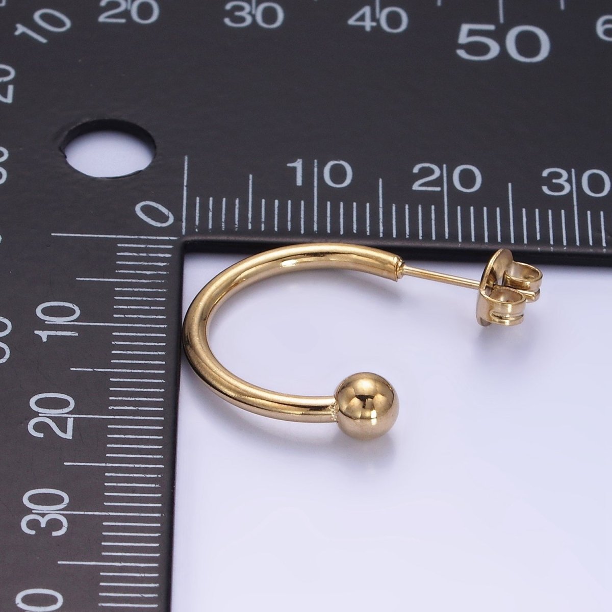 Stainless Steel 20mm Bead C-Shaped Minimalist Hoop Earrings | AE481