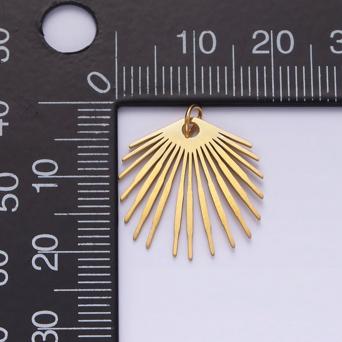 Stainless Steel 20mm Celestial Ray Bar Lined Geometric Minimalist Charm | P1349