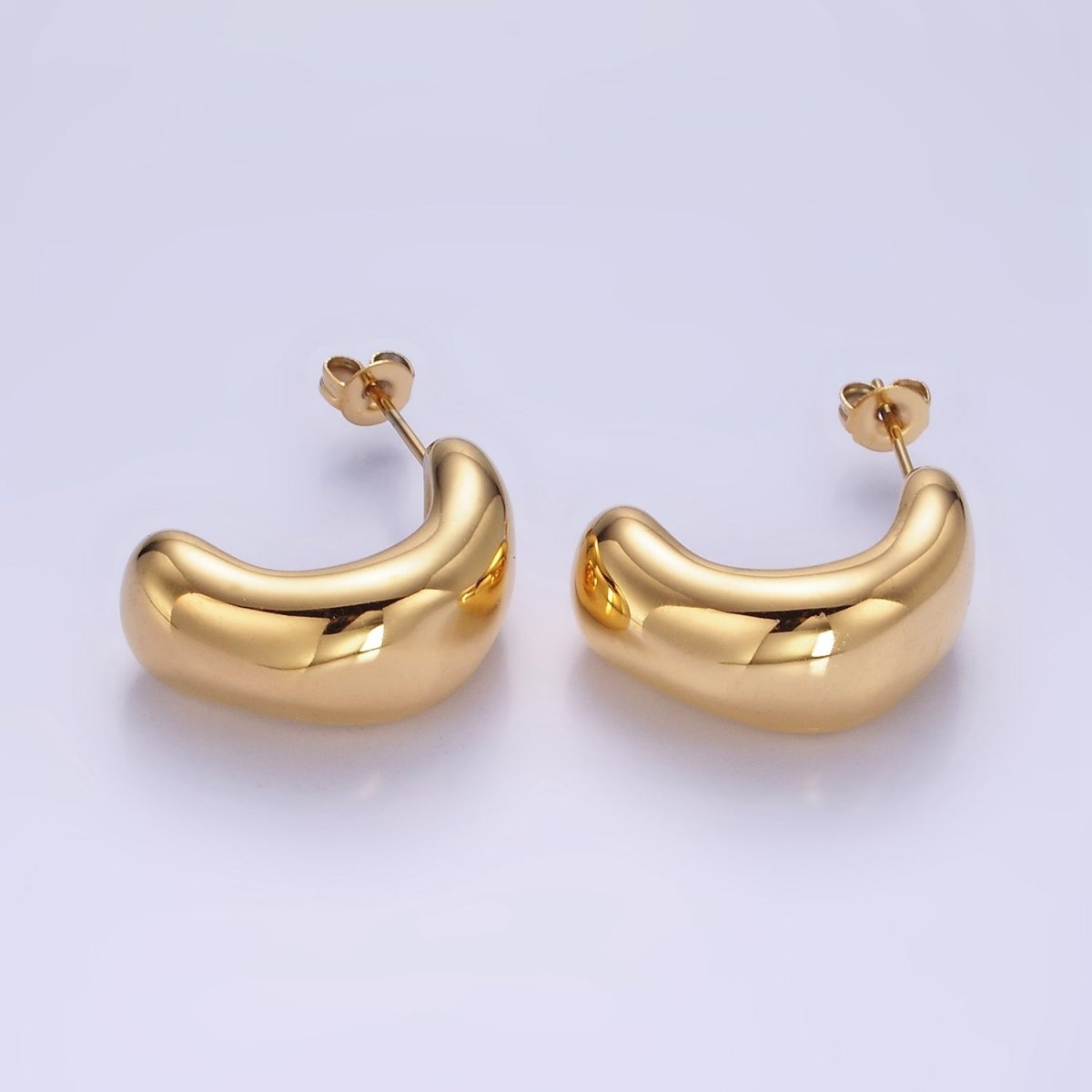 Stainless Steel 20mm Chubby Abstract C-Shaped Hoop Earrings | AE449