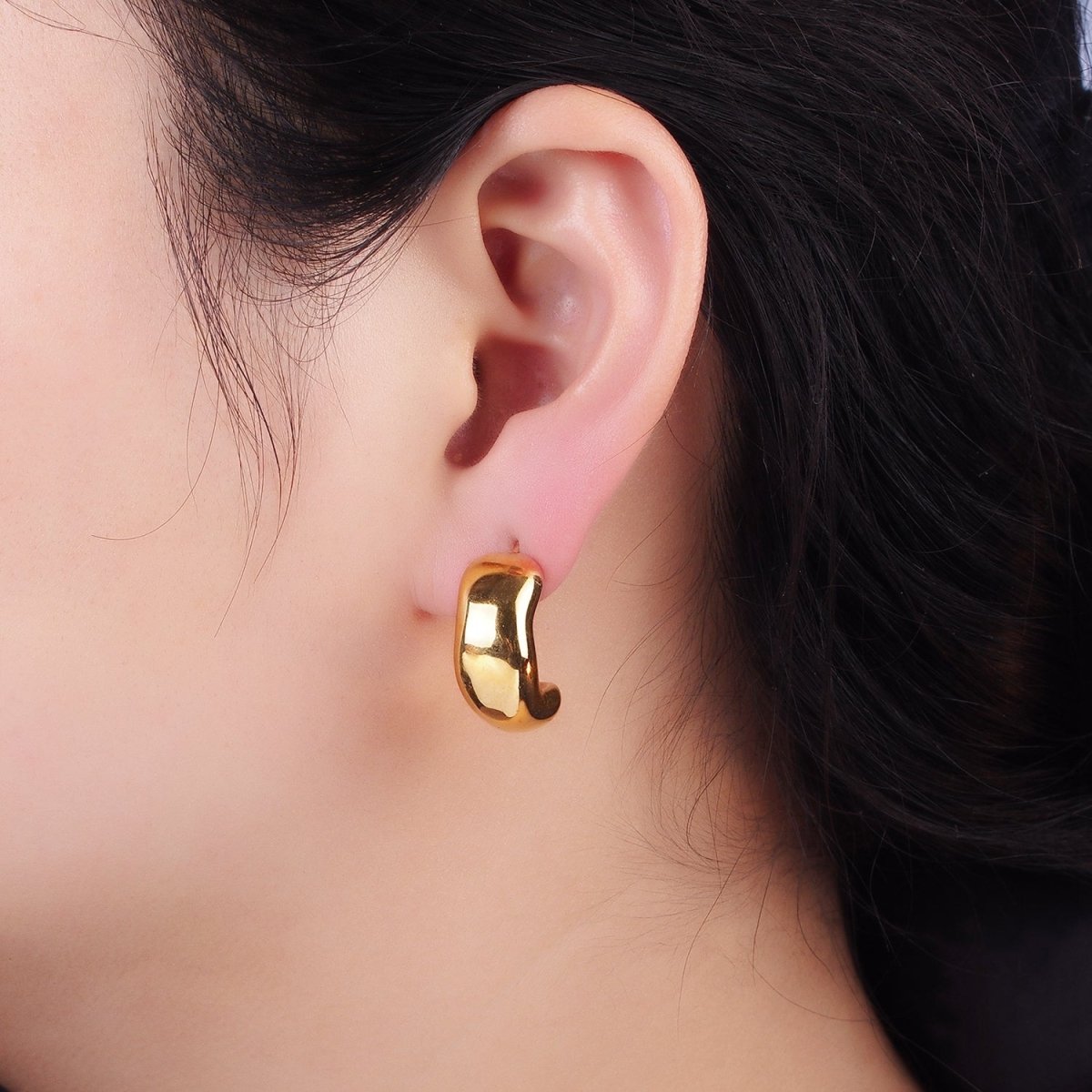 Stainless Steel 20mm Chubby Abstract C-Shaped Hoop Earrings | AE449