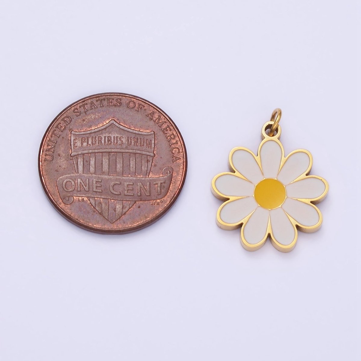 Stainless Steel 20mm Daisy Flower Enamel Charm | P962