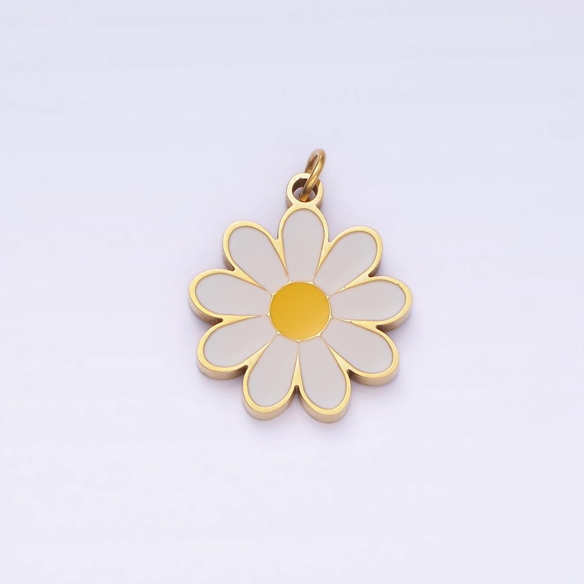 Stainless Steel 20mm Daisy Flower Enamel Charm | P962