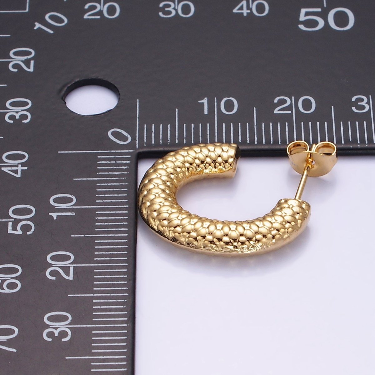 Stainless Steel 20mm Dotted Chubby C-Shaped Hoop Earrings | AE445