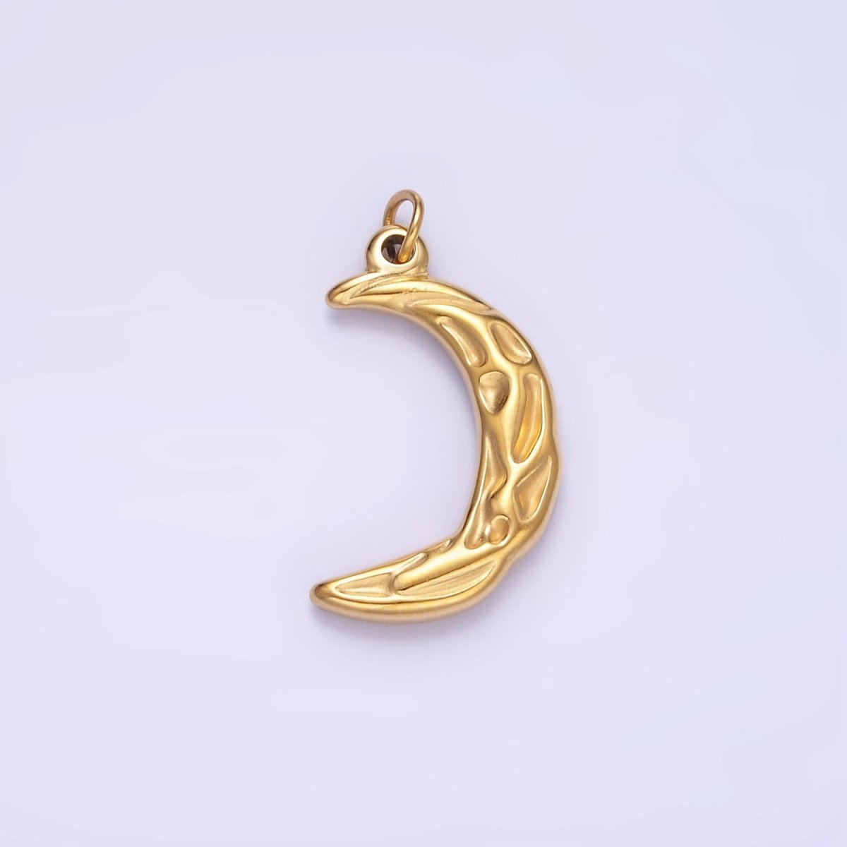 Stainless Steel 20mm Hammered Crescent Moon Minimalist Charm | P967