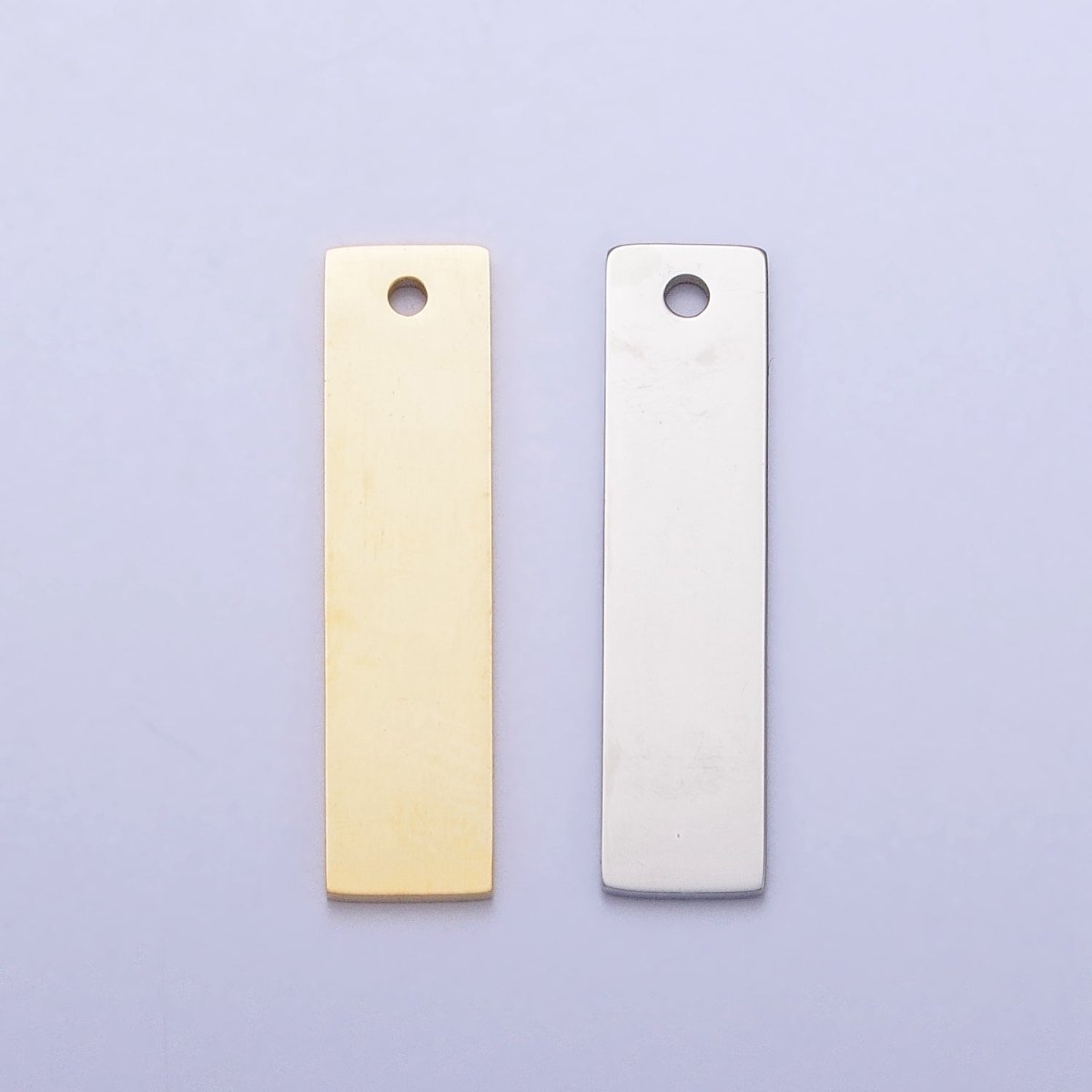 Stainless Steel 21.5mm Rectangular Bar Tag Charmin Gold & Silver | P-910