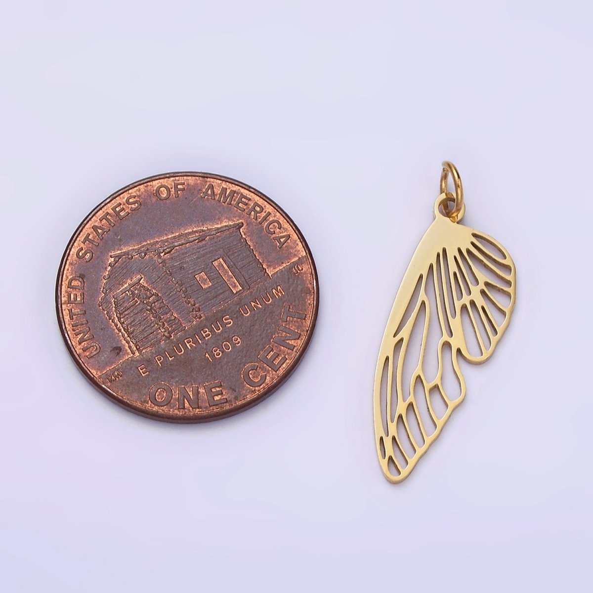 Stainless Steel 23.5mm Open Butterfly Wings Animal Charm  P-625