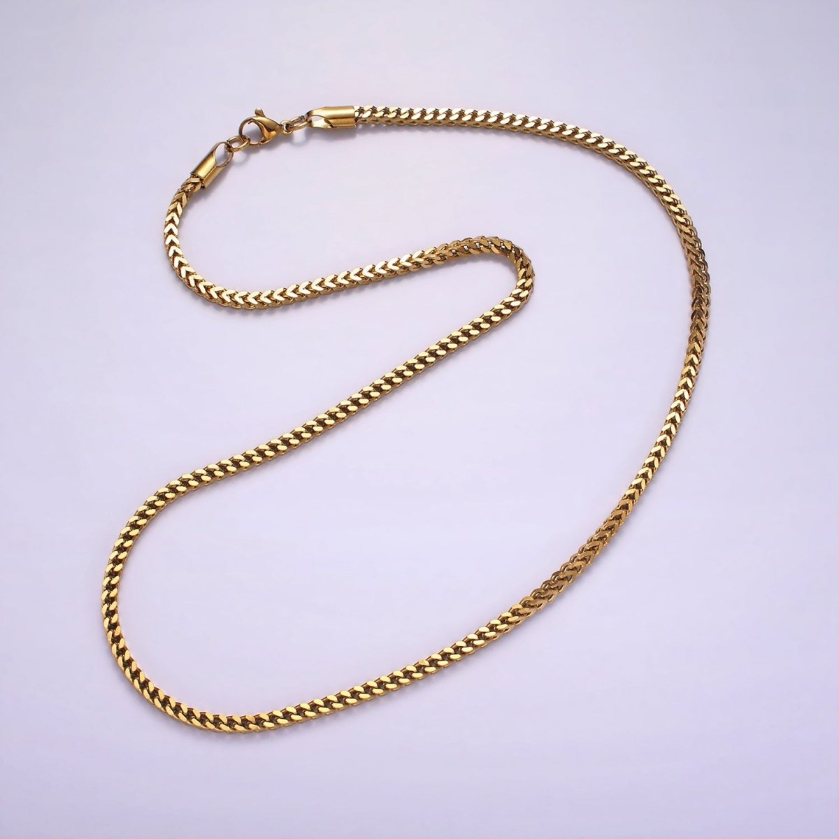 Stainless Steel 2.3mm Concave Curb 18 Inch Chain Necklace | WA-2369