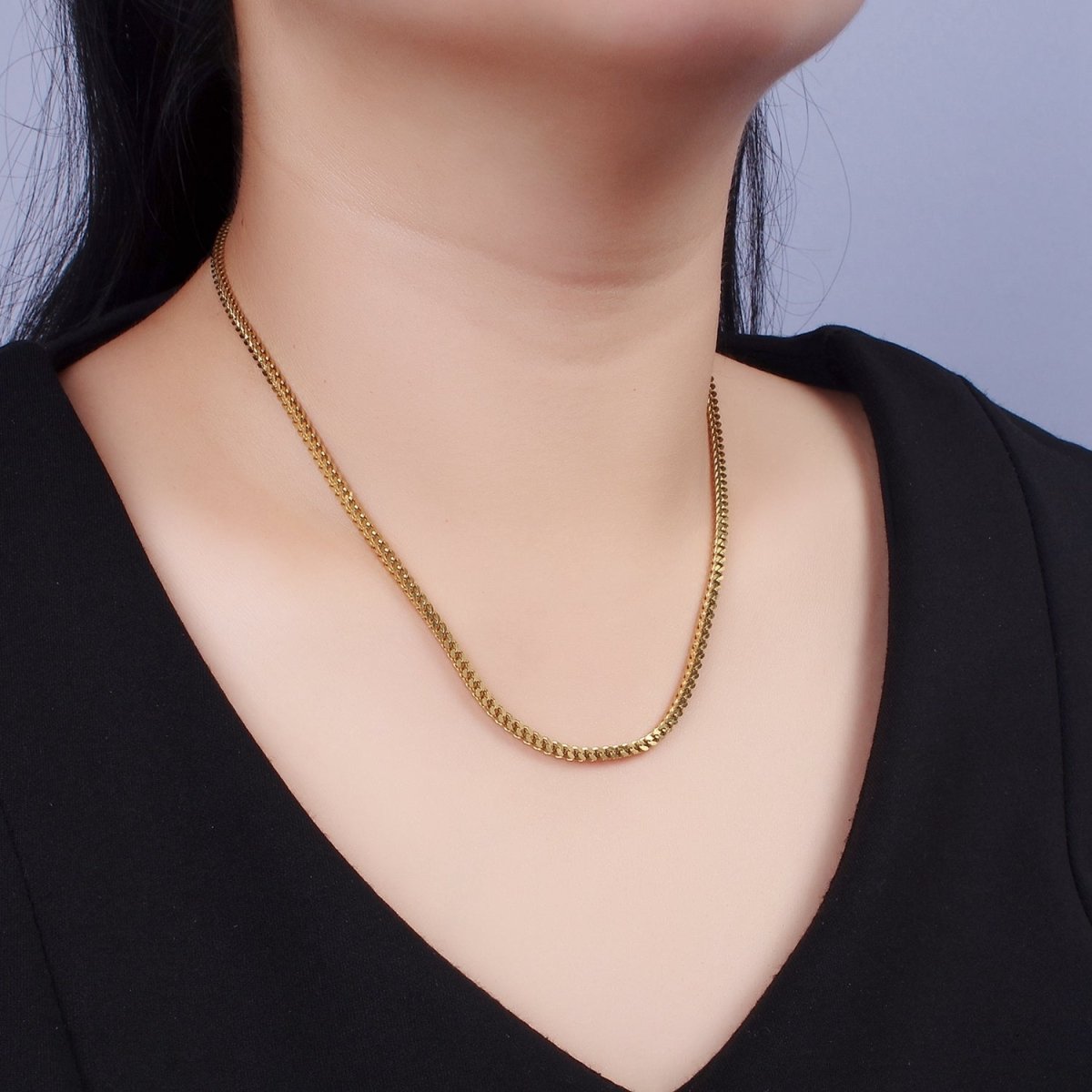 Stainless Steel 2.3mm Concave Curb 18 Inch Chain Necklace | WA-2369