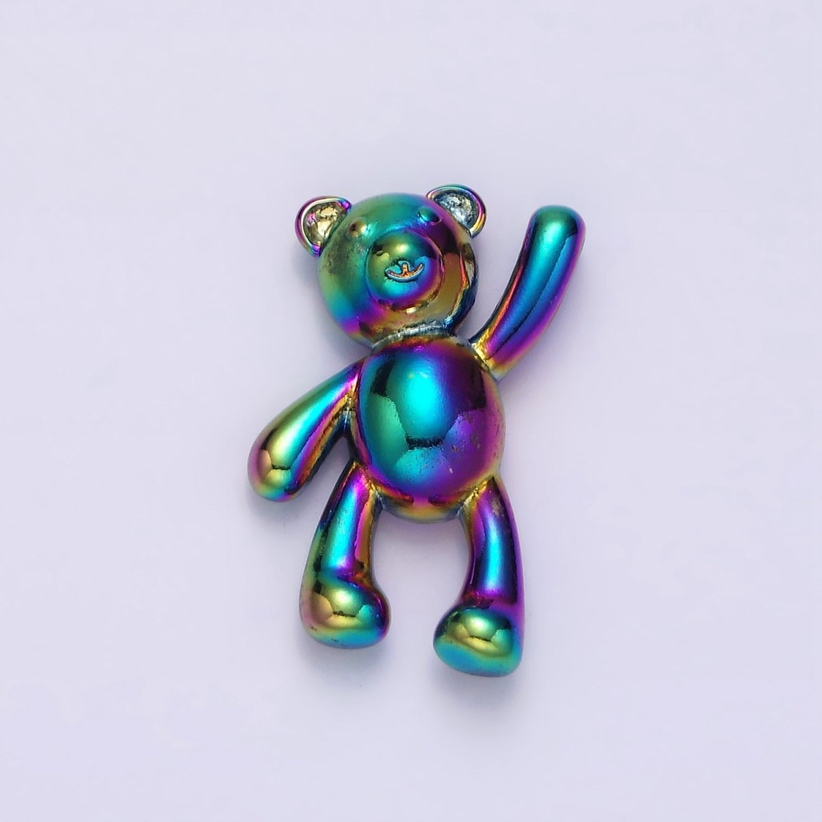 Stainless Steel 24mm, 17.5mm Iridescent Rainbow Holding On Teddy Bear Animal Pendant | P-844 P-845