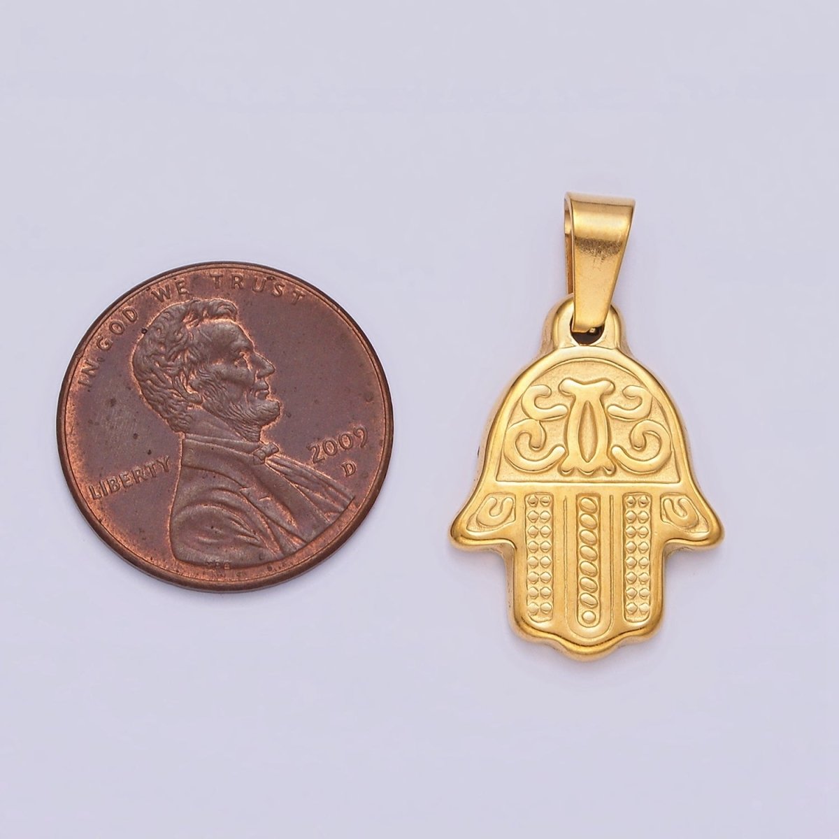 Stainless Steel 25.5mm Artisan Hamsa Hand Pendant | P-801