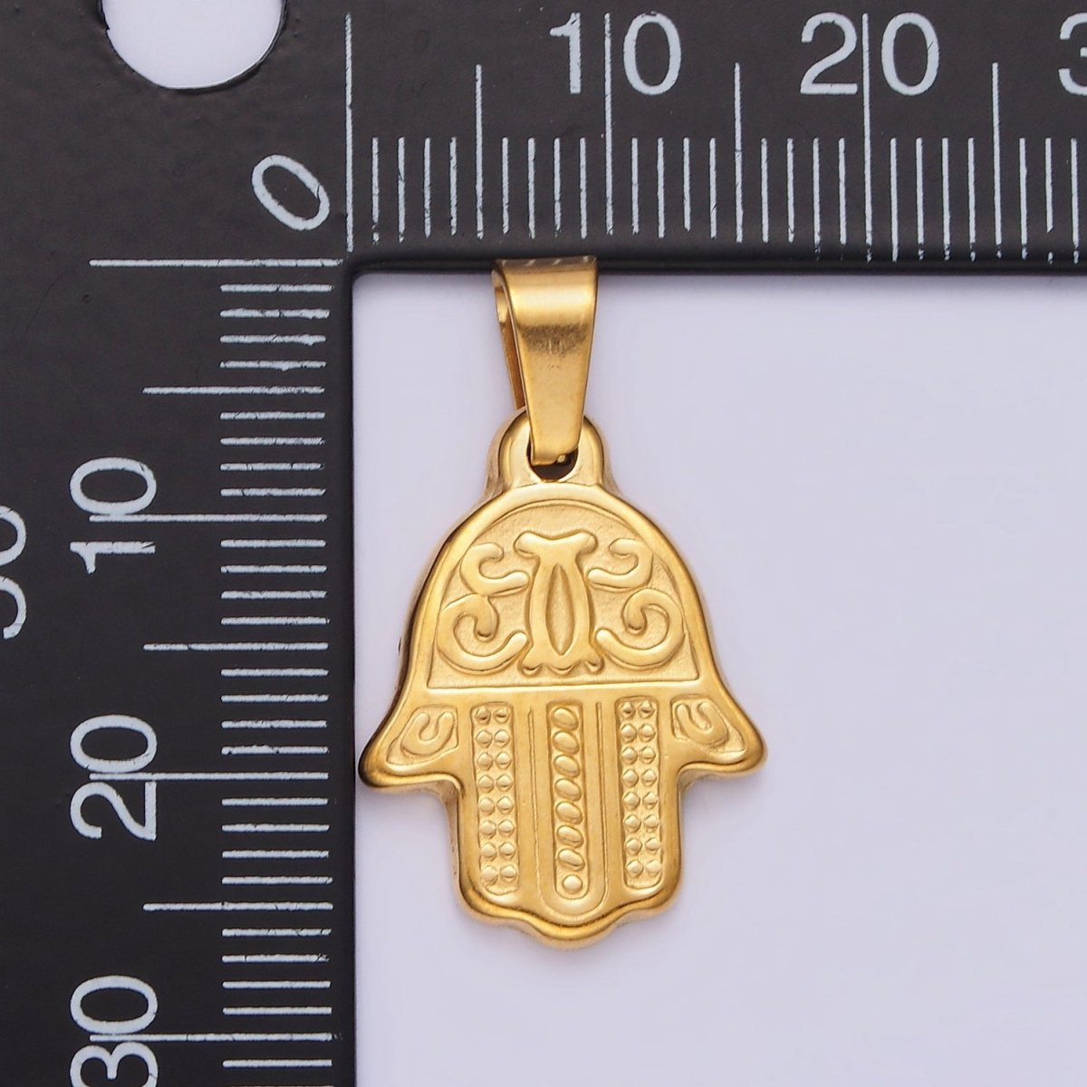 Stainless Steel 25.5mm Artisan Hamsa Hand Pendant | P-801