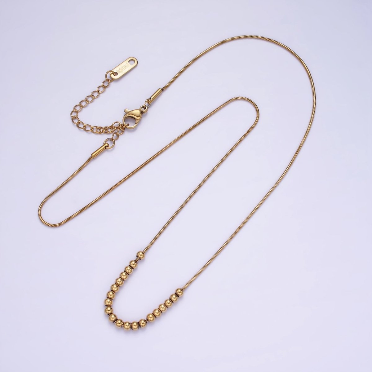 Stainless Steel 2.5mm Bubble Bead 16 Inch Herringbone Chain Necklace | WA-2395