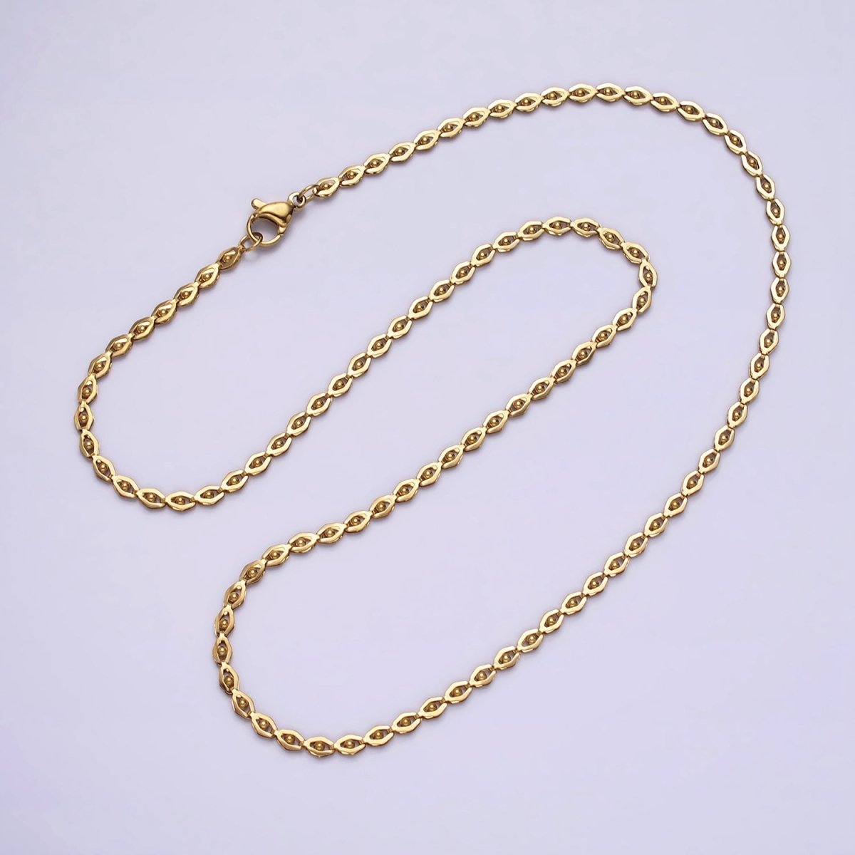 Stainless Steel 2.5mm Dot Designed Geometric 17.5 Inch Layering Statement Chain Necklace | WA-1998 Clearance Pricing