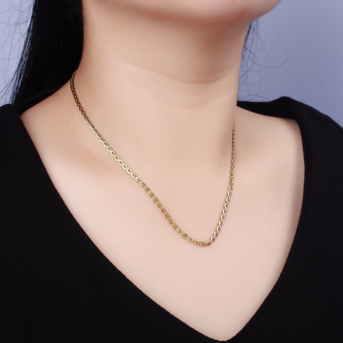 Stainless Steel 2.5mm Dot Designed Geometric 17.5 Inch Layering Statement Chain Necklace | WA-1998 Clearance Pricing