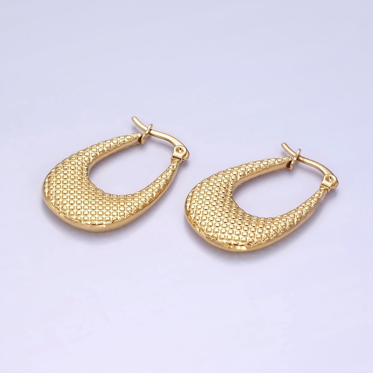 Stainless Steel 25mm Dotted U-Shaped Latch Hoop | AE438