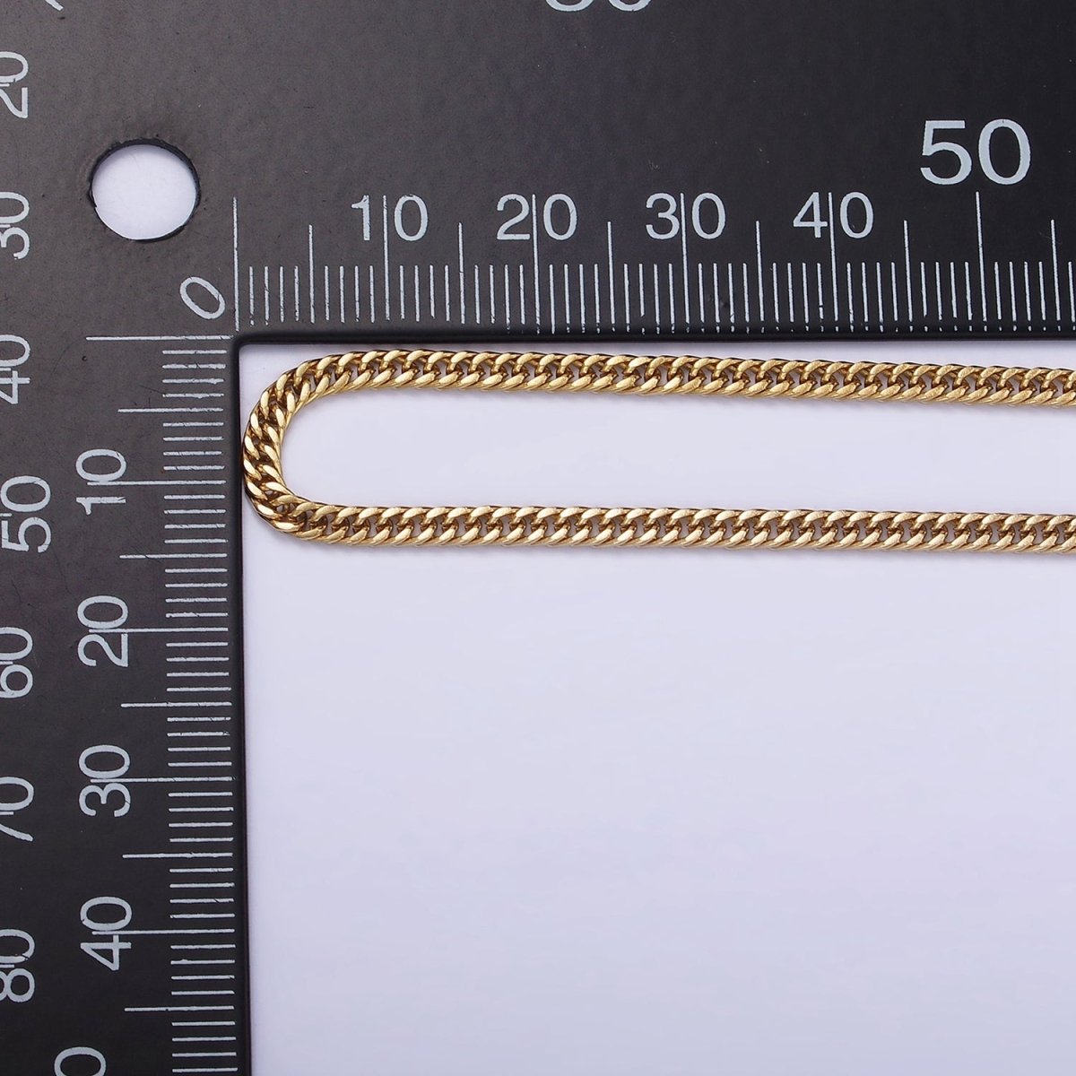 Stainless Steel 2.5mm Flat Concave Curb 18 Inch Chain Layering Necklace | WA-2029 Clearance Pricing