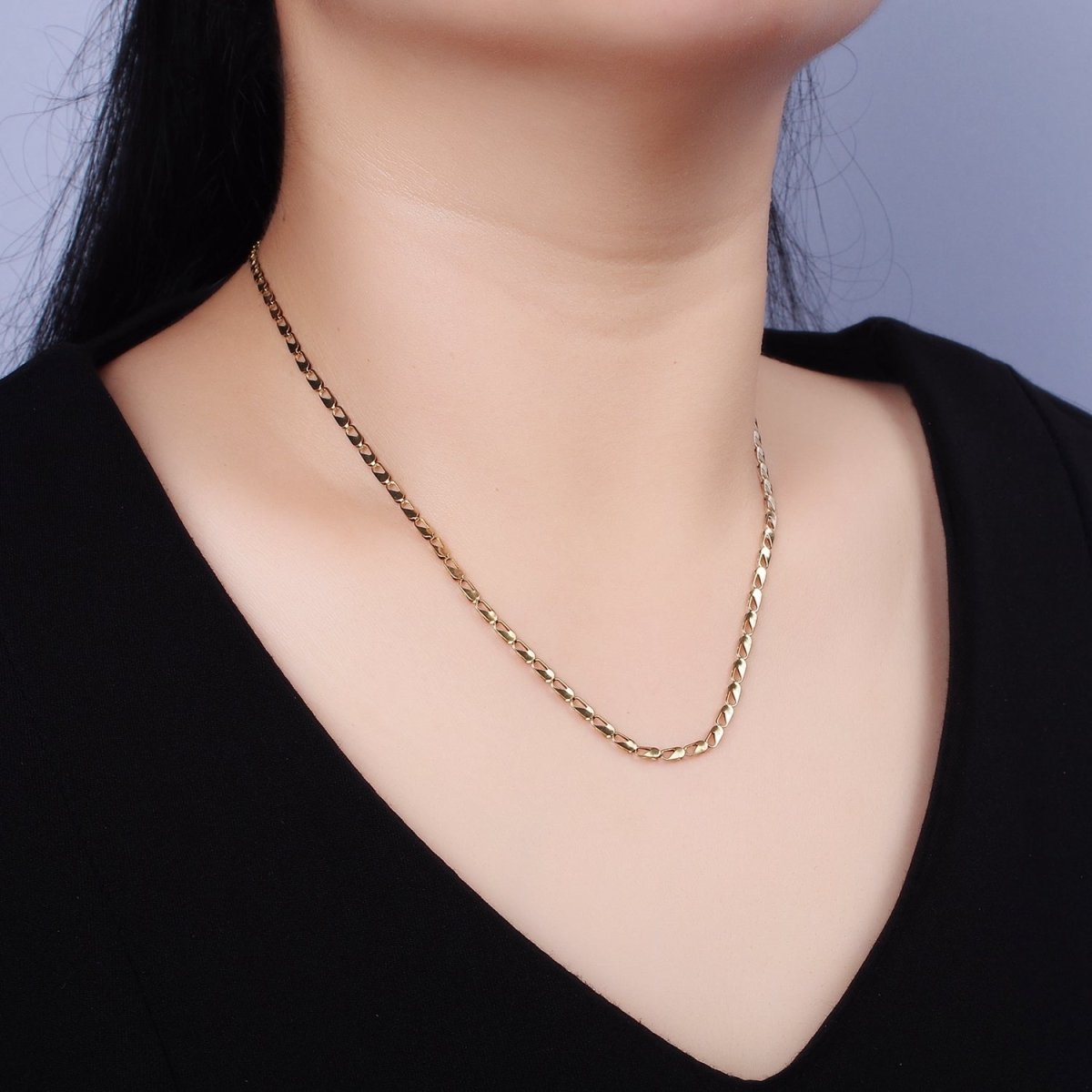 Stainless Steel 2.5mm Open Rectangular Link Designed 18 Inch Layering Chain Necklace | WA-1996 Clearance Pricing