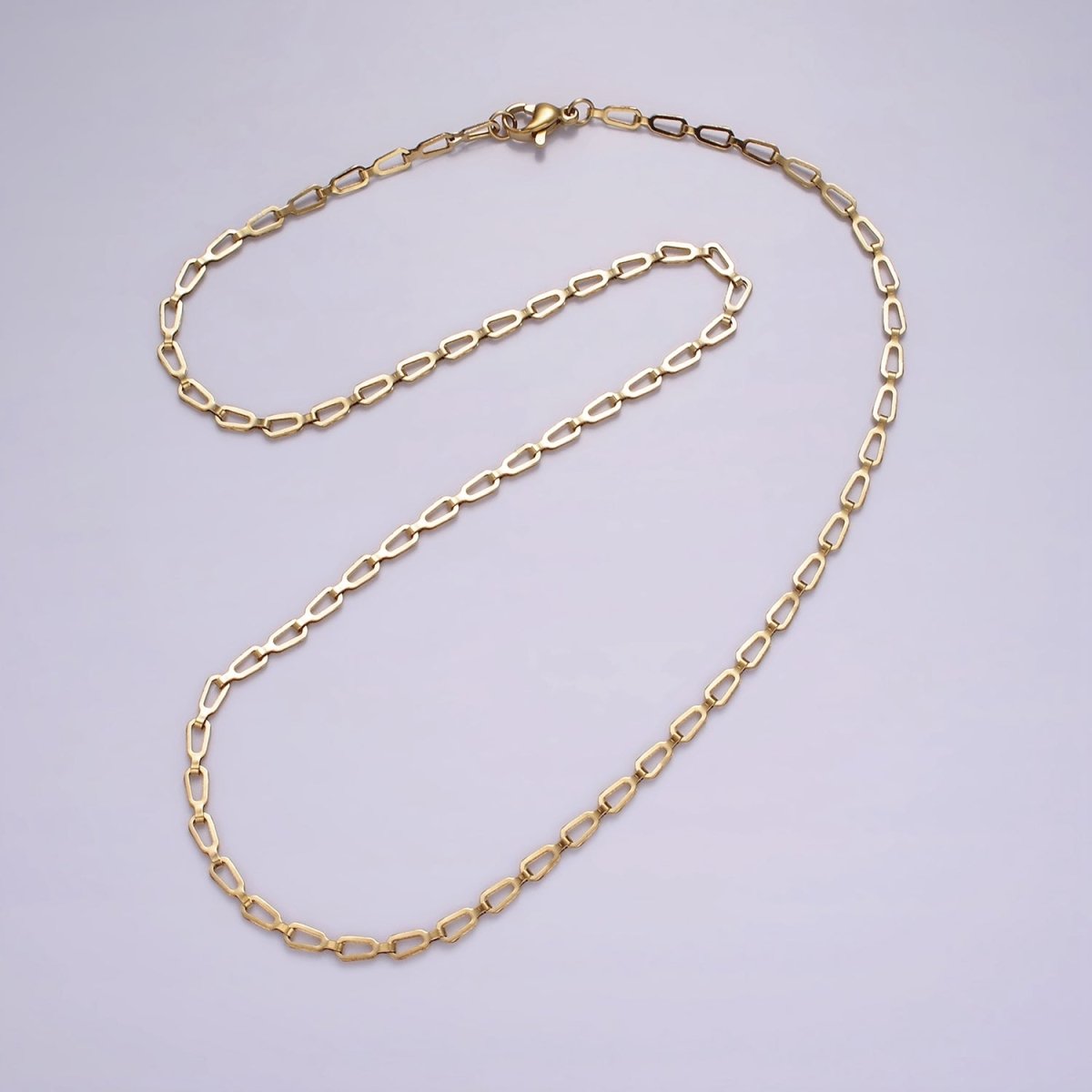 Stainless Steel 2.7mm Unique Geometric Open Link 17.7 Inch Necklace | WA-2358