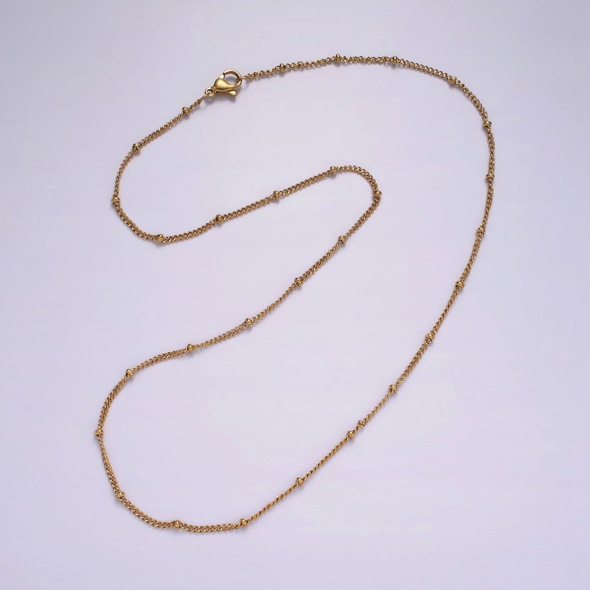 Stainless Steel 2mm Curb Satellite Chain 17.7 Inch Necklace | WA-2353