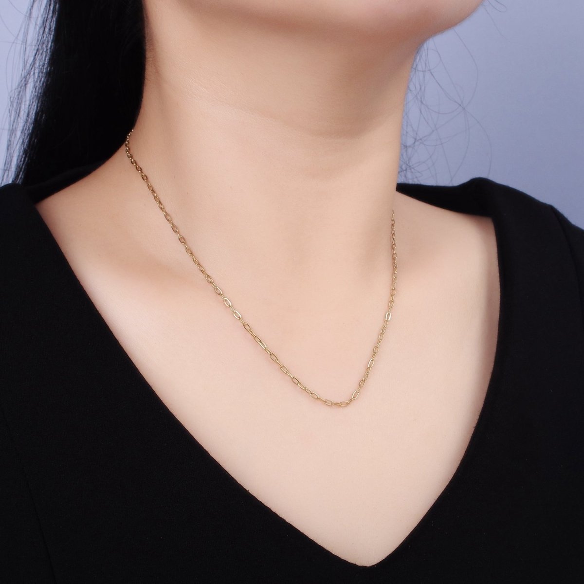 Stainless Steel 2mm Dainty Cable Chain 17.72 Layering Chain Necklace | WA-2025 Clearance Pricing