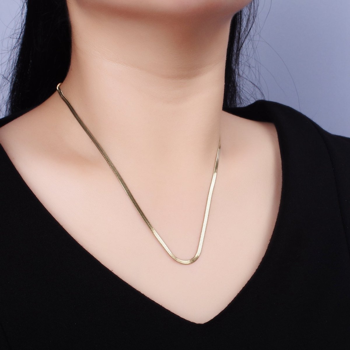 Stainless Steel 2mm Herringbone 18 Inch Layering Chain Necklace | WA-2017 Clearance Pricing