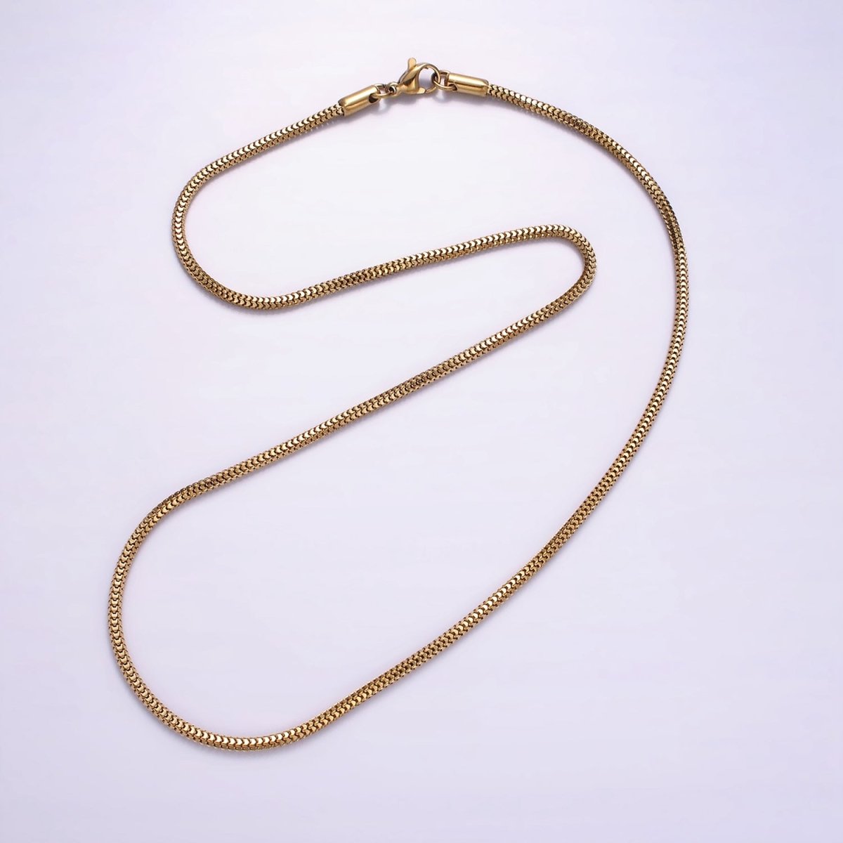 Stainless Steel 2mm Herringbone Cocoon Snake Chain 18 Inch Necklace | WA-2356