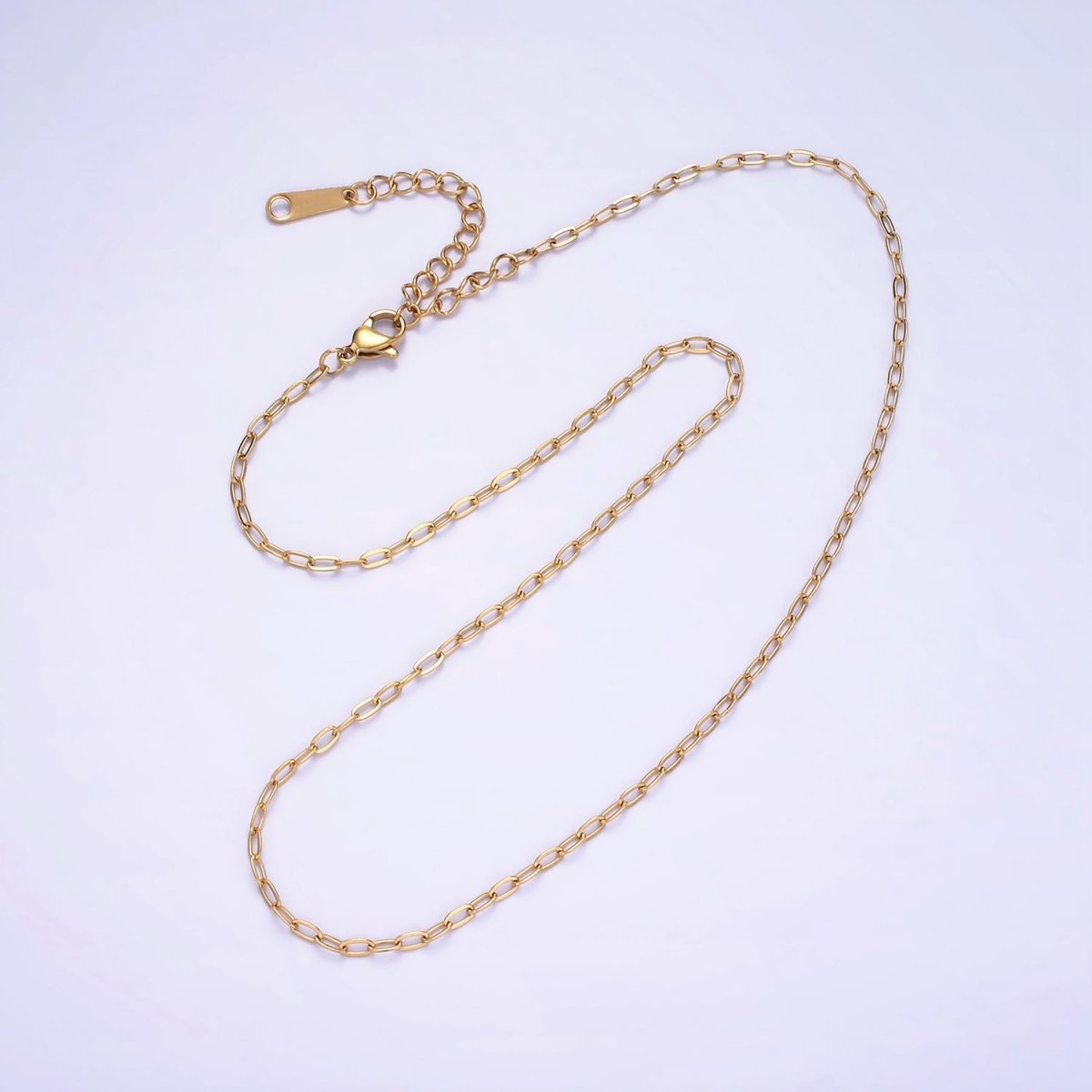 Stainless Steel 2mm Paperclip Chain 16 Inch Choker Necklace | WA-2420