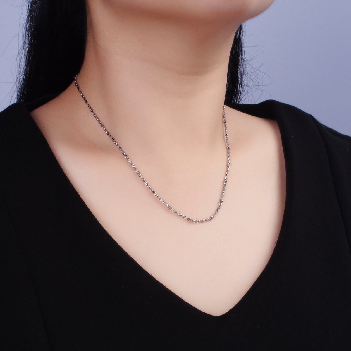 Stainless Steel 2mm Satellite Singapore 18 Inch Layering Chain Necklace | WA-2102 Clearance Pricing