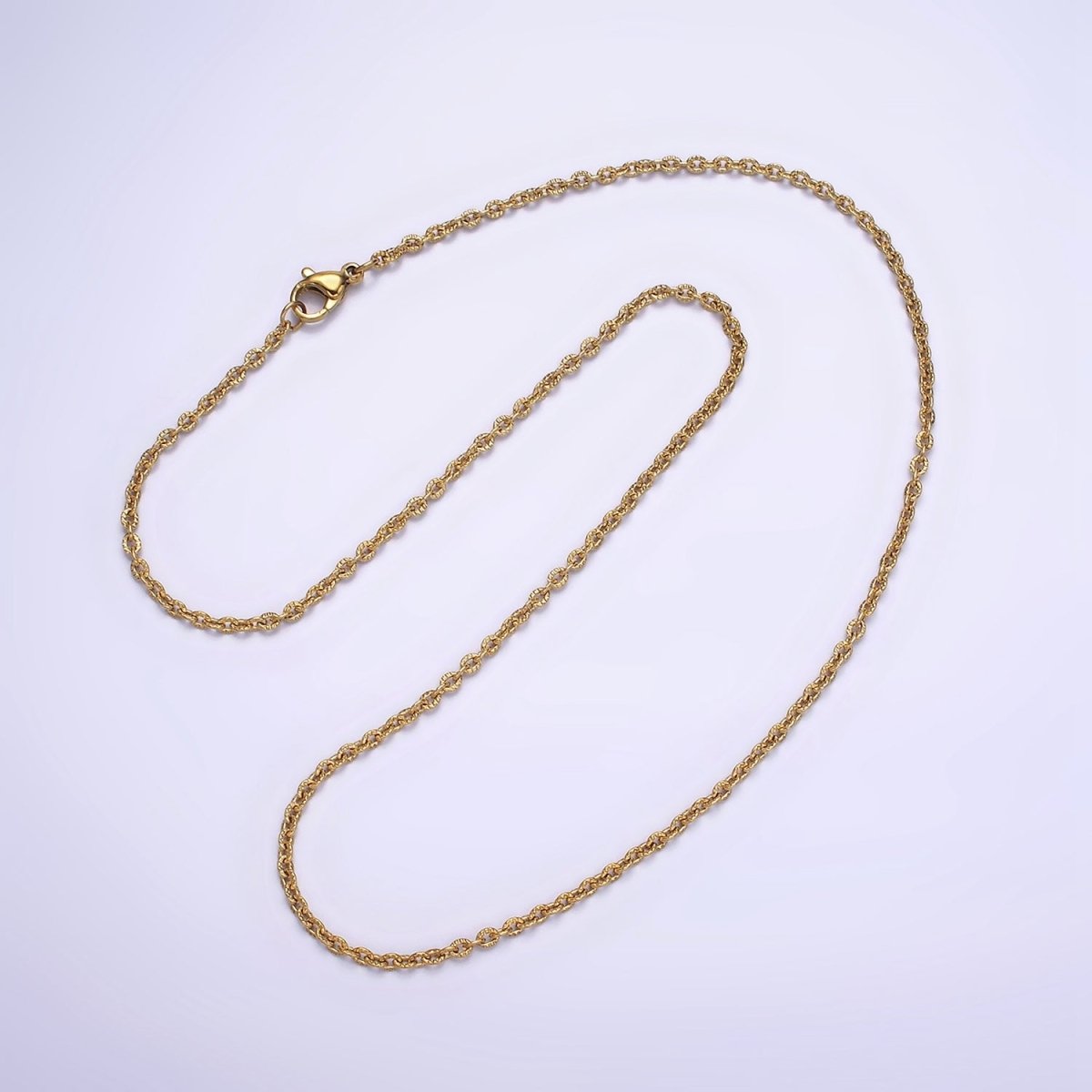 Stainless Steel 2mm Sunburst Cable 18 Inch Layering Chain Necklace in Gold & Silver | WA-1994 WA-2107 Clearance Pricing