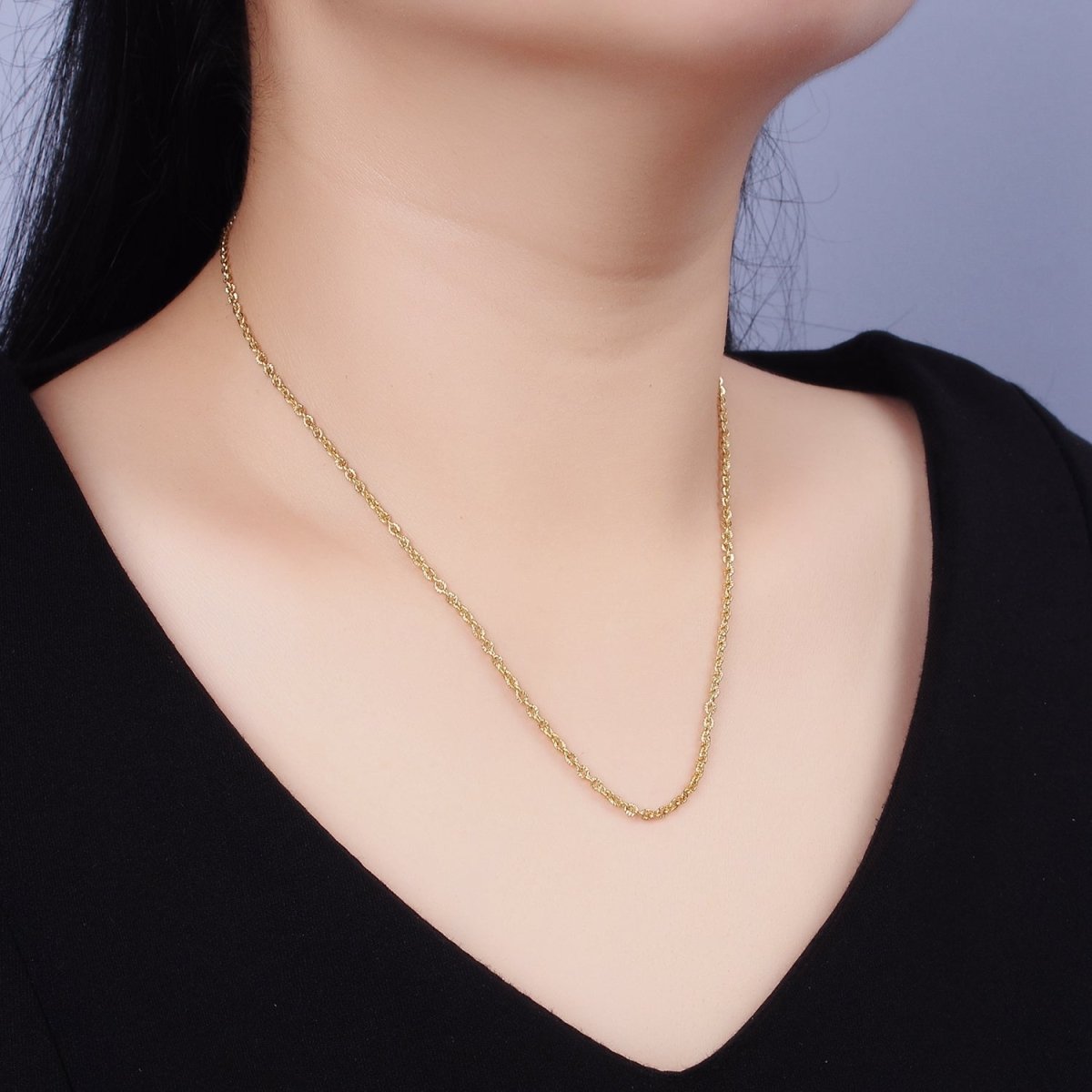 Stainless Steel 2mm Sunburst Cable 18 Inch Layering Chain Necklace in Gold & Silver | WA-1994 WA-2107 Clearance Pricing