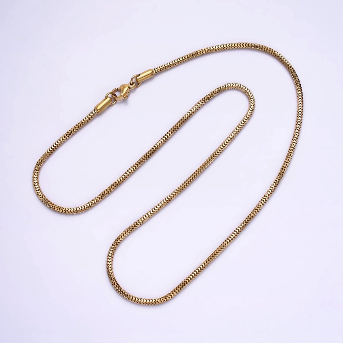 Stainless Steel 2mm Wheat Cocoon Snake Chain 18 Inch Layering Necklace | WA-2018 Clearance Pricing