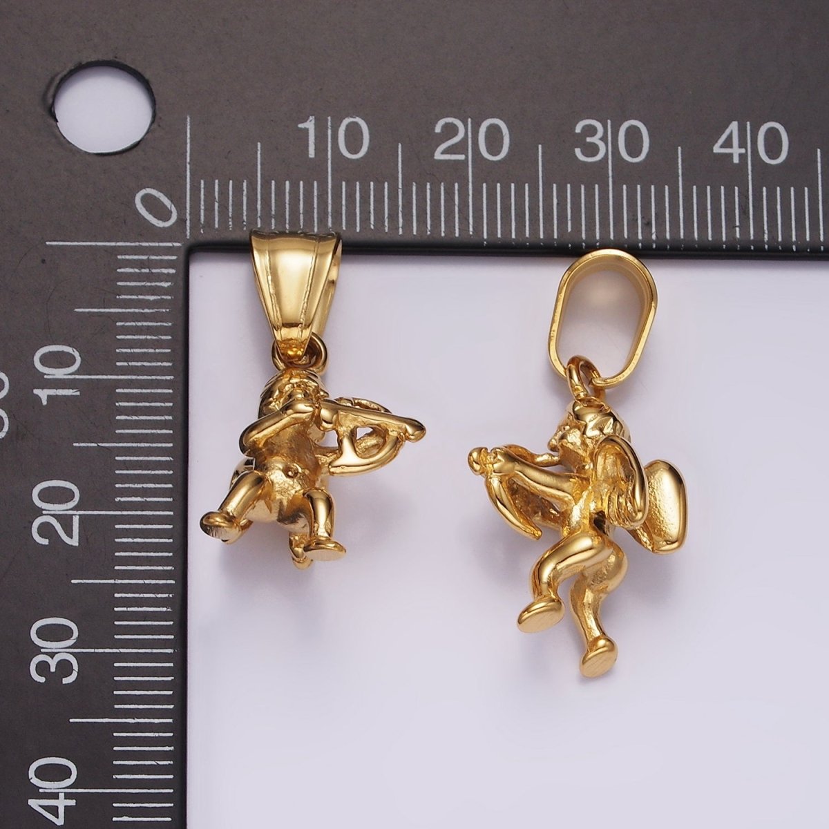 Stainless Steel 30mm Baby Boy Cherub Cupid Arrow Minimalist Pendant | P867